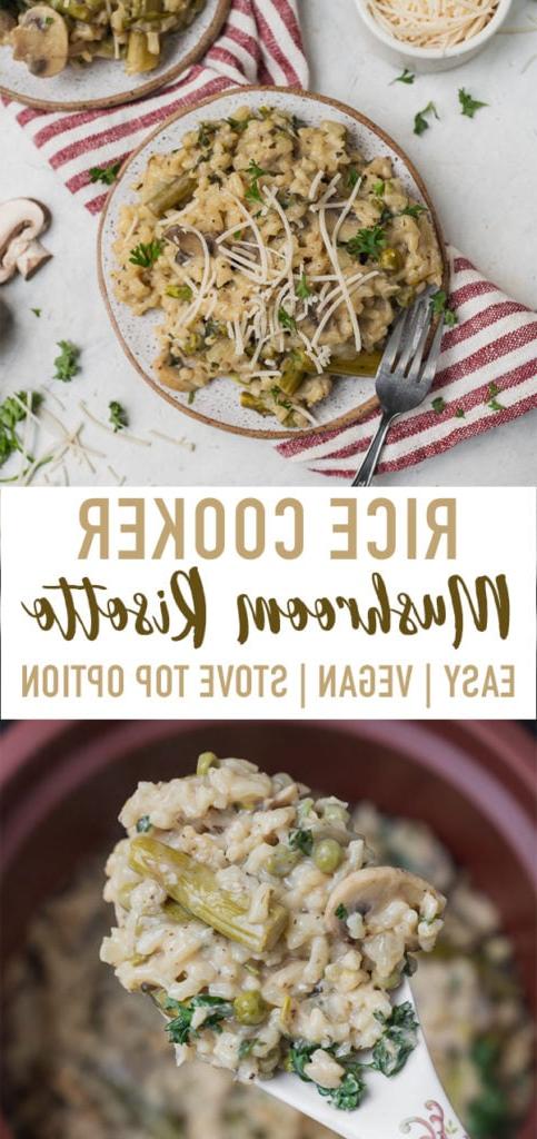 Γρήγορο και εύκολο vegan ριζότο μανιταριών που φτιάχνεται σε λίγα λεπτά σε χύτρα ρυζιού.