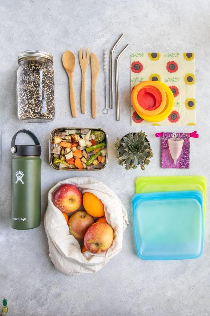 overhead photo of reusable containers and wraps