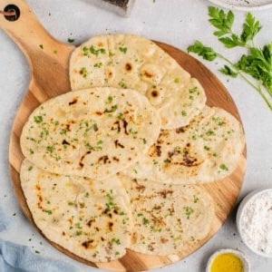 gluten free flatbread on a wooden board