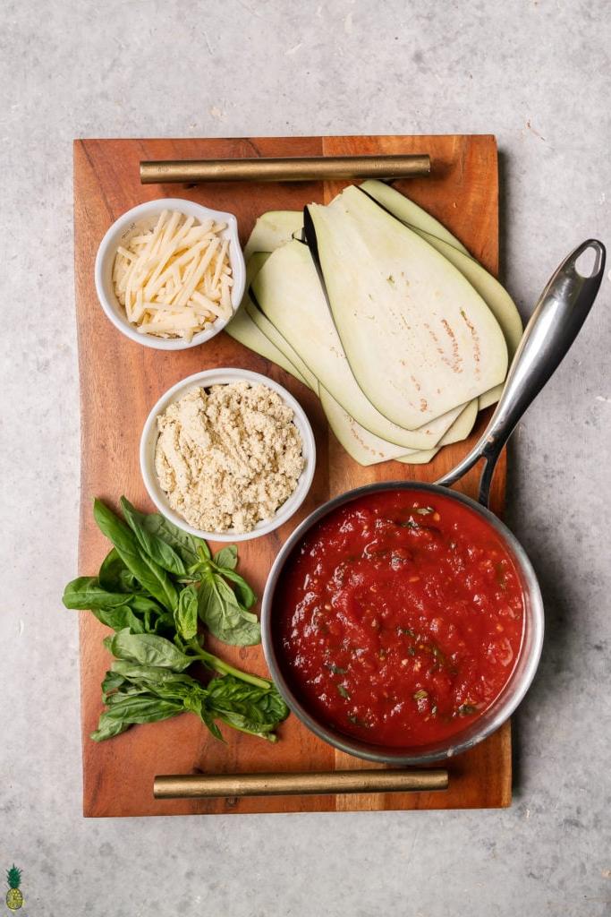 overhead ingredient shot for eggplant rollatini