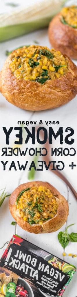 Εύκολη βίγκαν Καπνιστή Καλαμποκόσουπα σε Ψωμένιο Καρβέλι