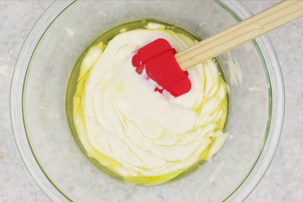 making gluten free flatbread in glass bowl
