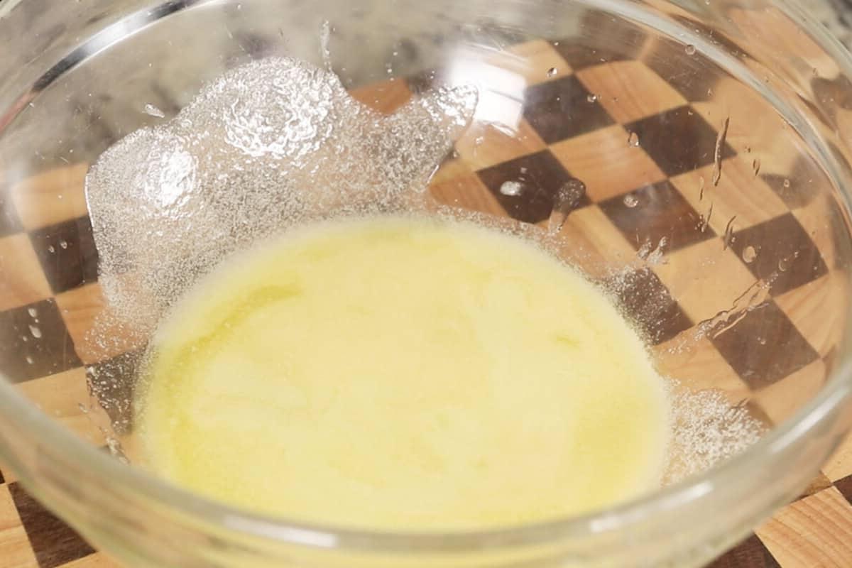 melted vegan butter in glass bowl