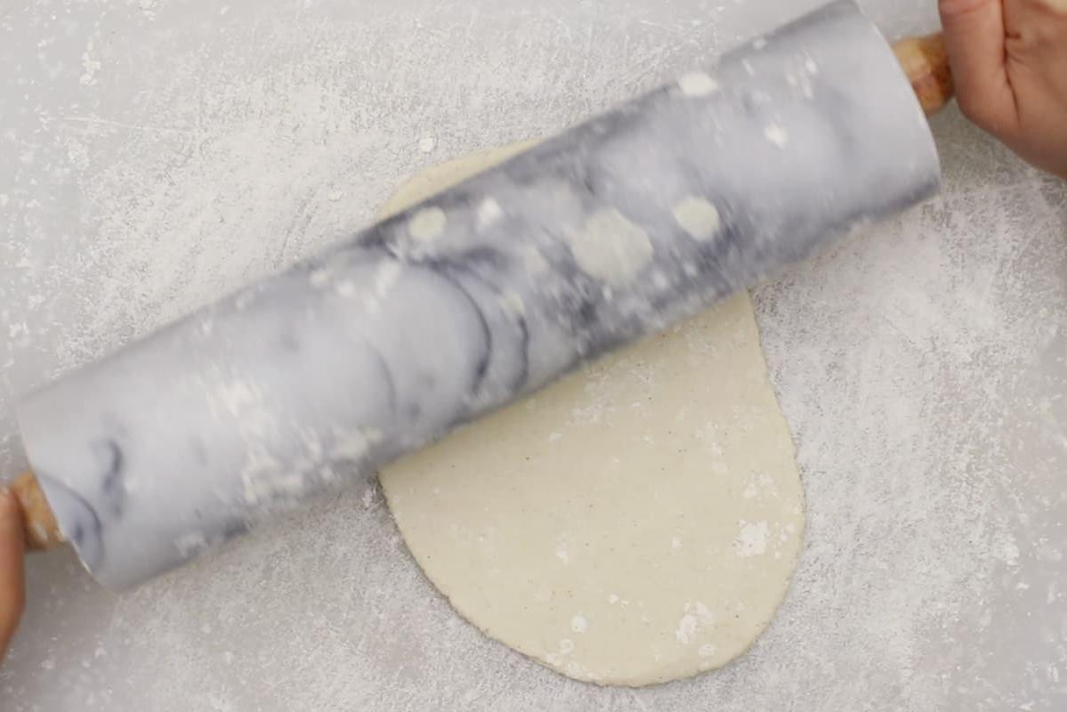 rolling out dough for gluten-free flatbread