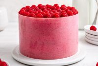 Raspberry Rhubarb Cloud Cake