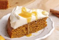 Maple Caramel Pumpkin Cake with Whipped Cream Cheese