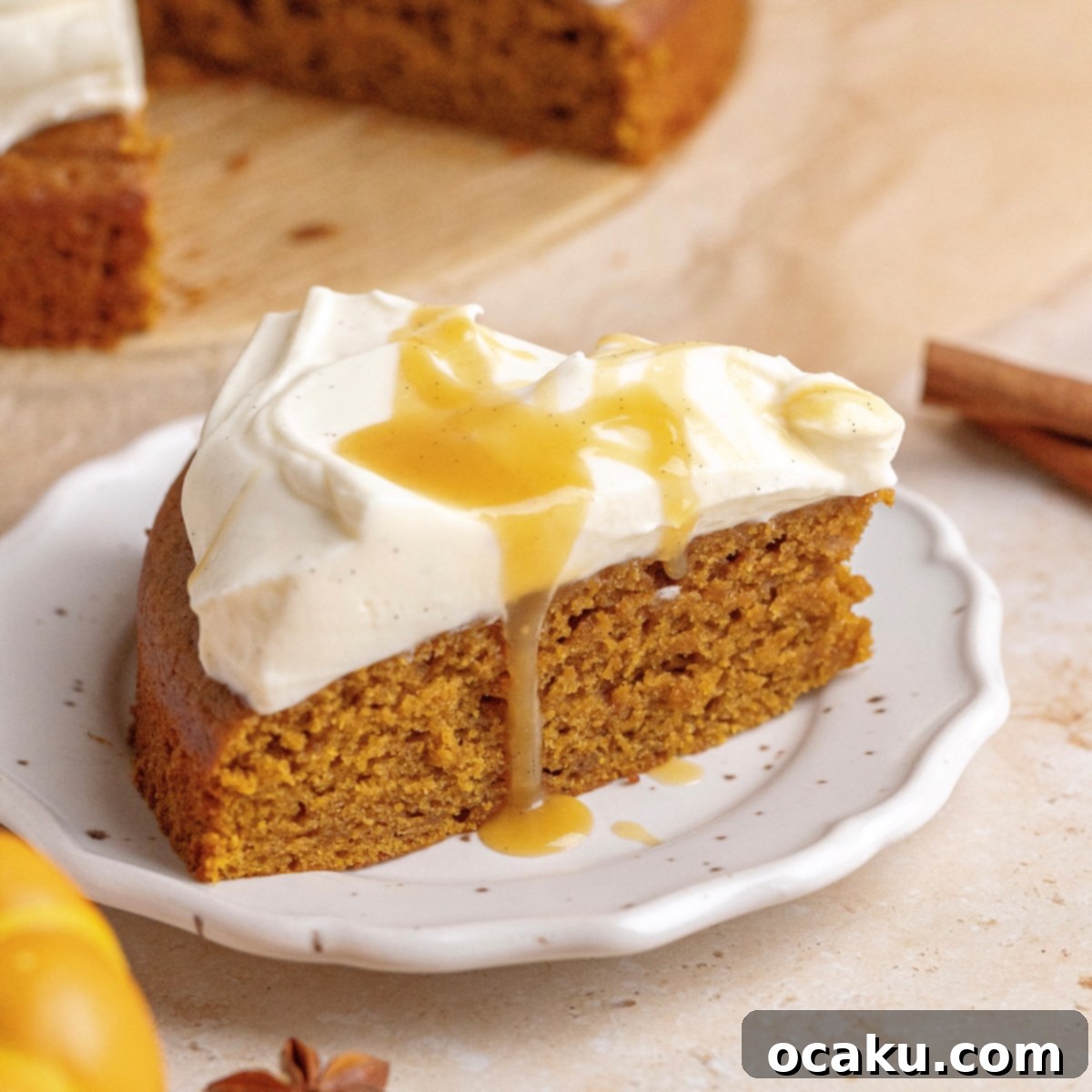 Maple Caramel Pumpkin Cake with Whipped Cream Cheese 1 featured 18853 1