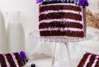 Decadent Chocolate Cake with Blueberry Cream Cheese Swirl