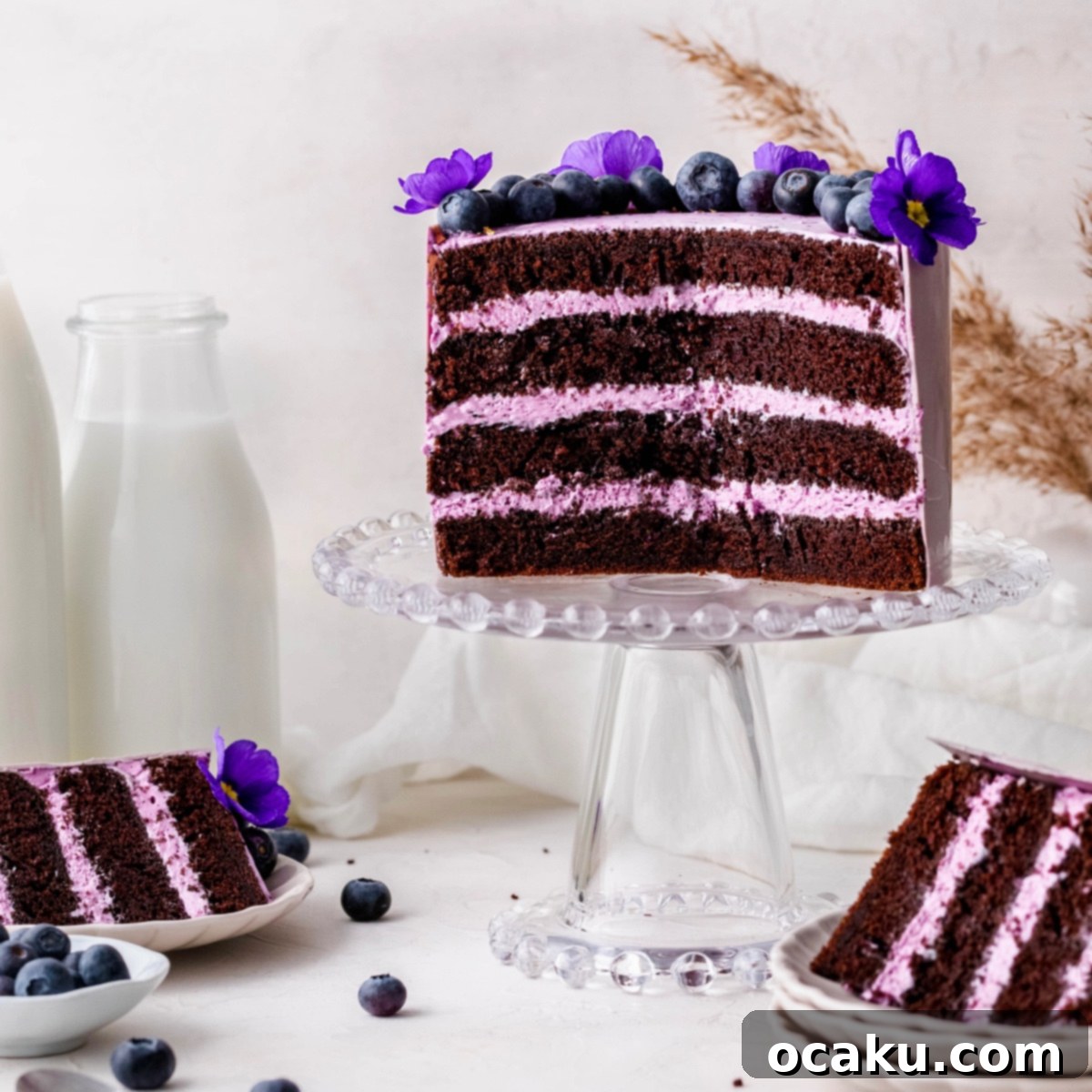 Decadent Chocolate Cake with Blueberry Cream Cheese Swirl 1 featured 2088