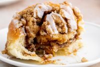 Warm Peach Cobbler Cinnamon Buns