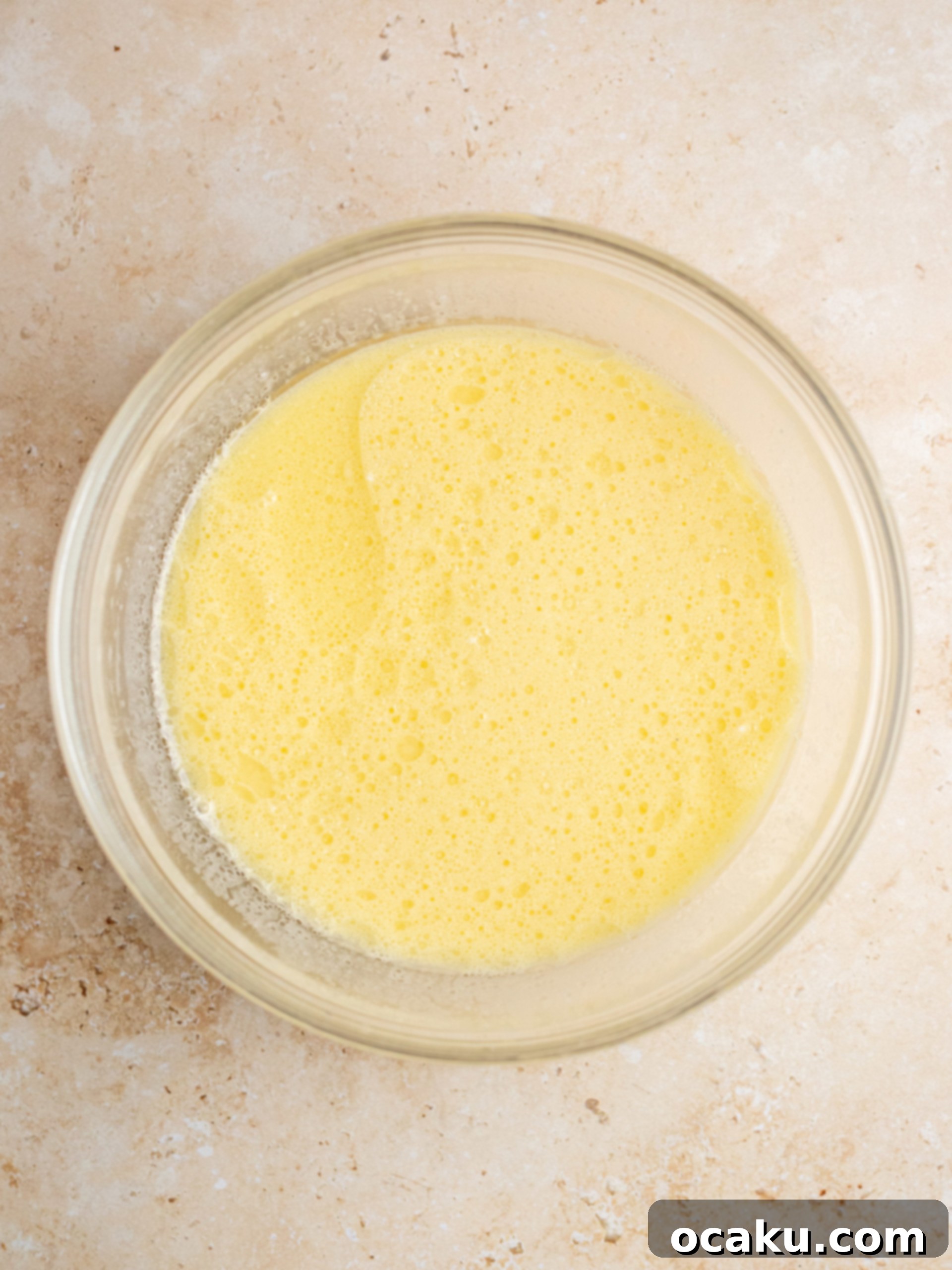 Wet ingredients mixed in a separate bowl.