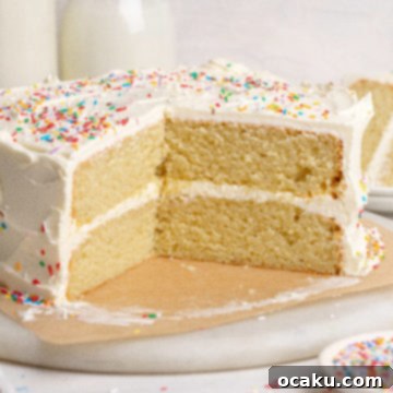 A slice of classic vanilla birthday cake