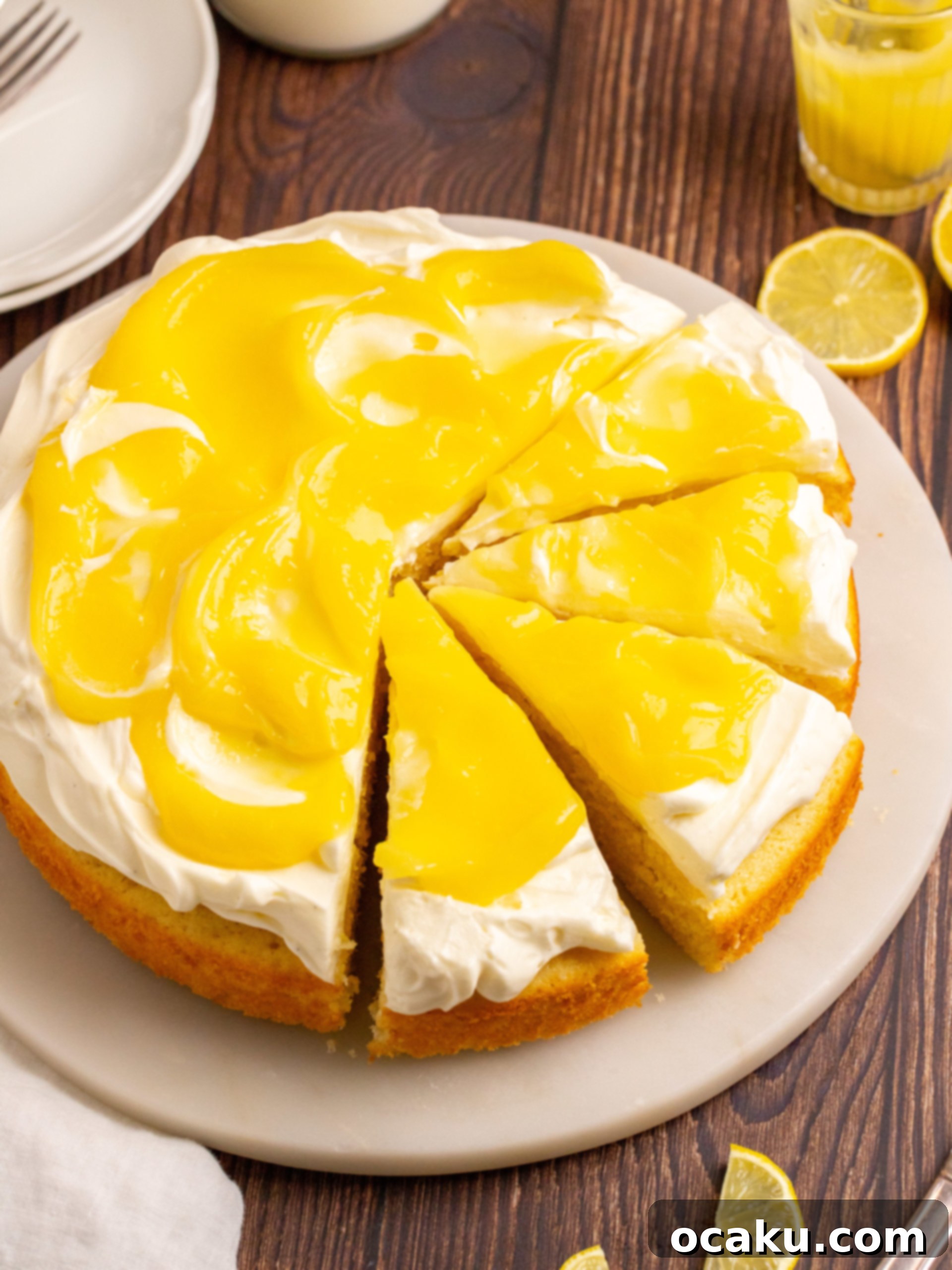 Vibrant Lemon Curd Cake with smooth mascarpone frosting.