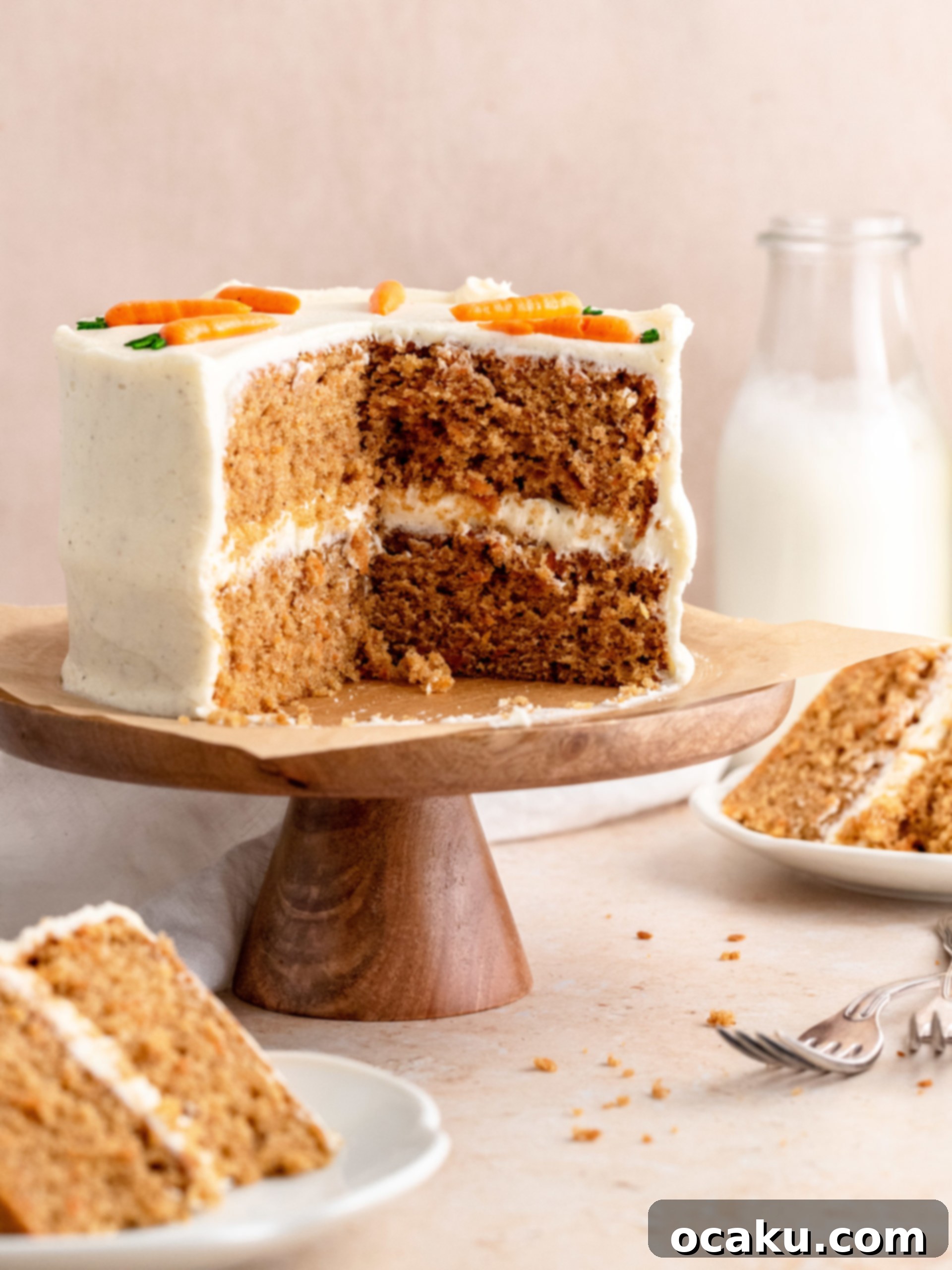 Adorable Mini Carrot Cake with elegant cream cheese frosting.