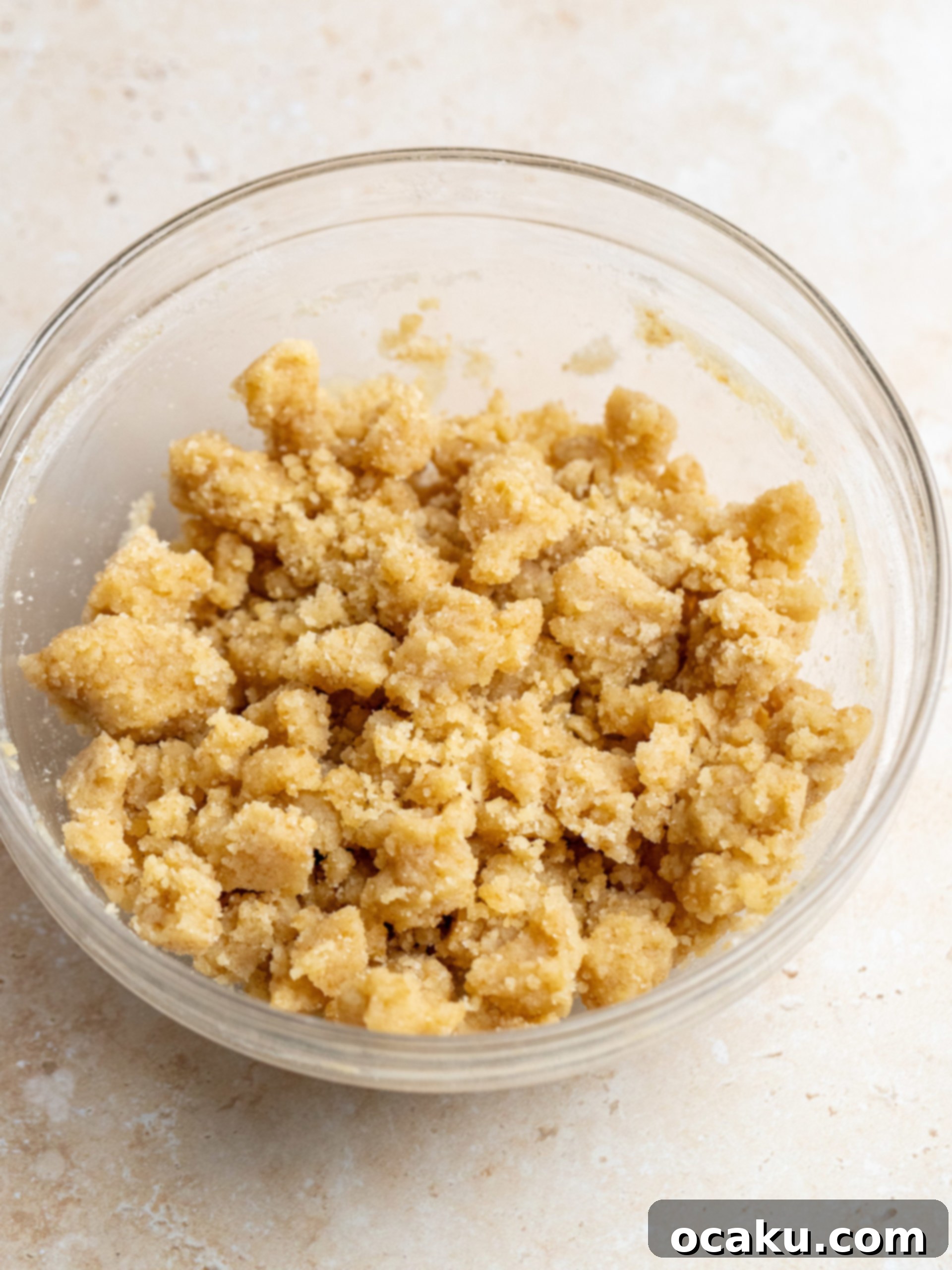 Strawberry Streusel Cake 3 Butter and sugar being creamed together in a stand mixer.