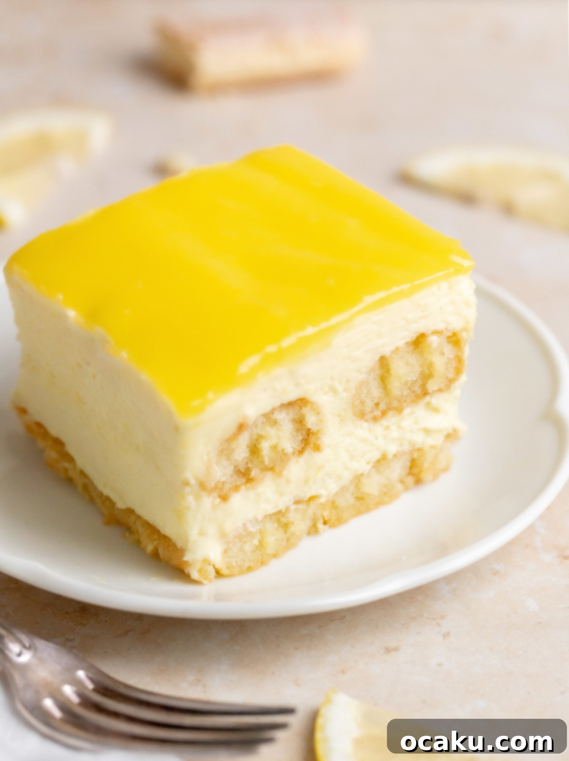 Limoncello Tiramisu layers being assembled
