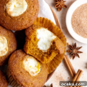 The best homemade pumpkin cream cheese muffins, moist and flavorful.