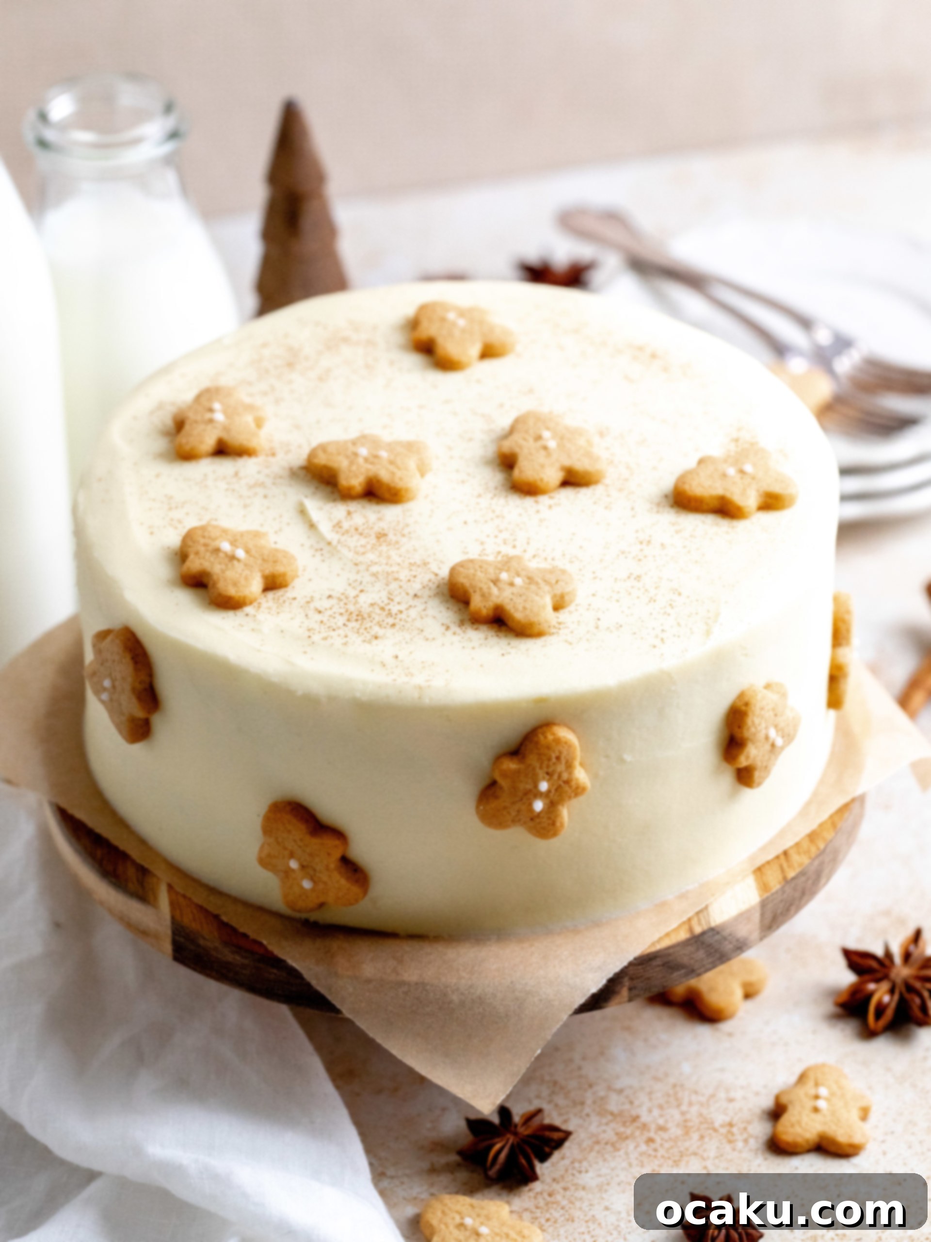 Close-up of the moist gingerbread cake layers, showcasing their soft texture and rich color, before frosting.