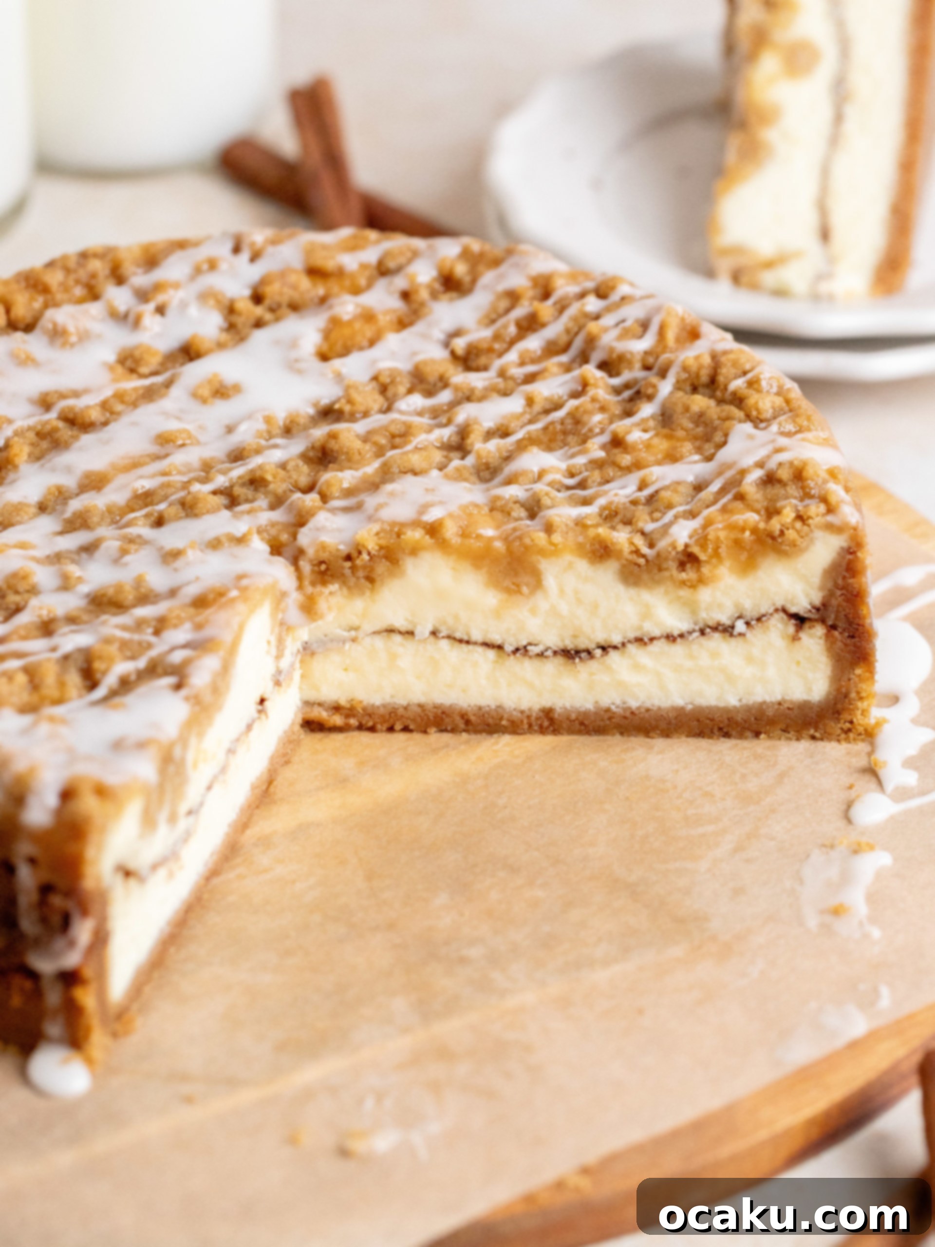 Thanksgiving Sweet Endings 11 Coffee Cake Cheesecake with streusel topping.