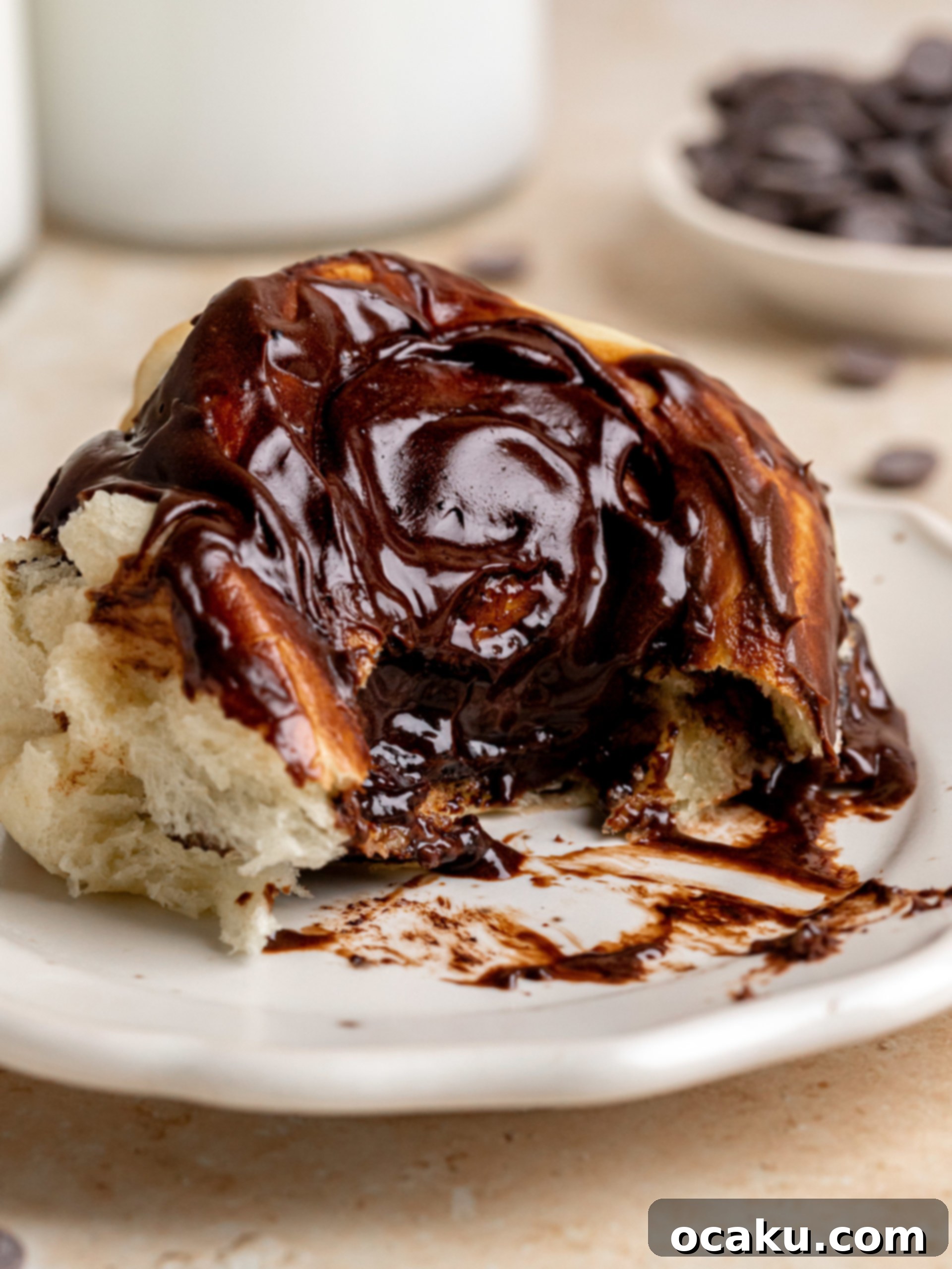 Thanksgiving Sweet Endings 15 Chocolate Cinnamon Rolls with chocolate cream cheese frosting.