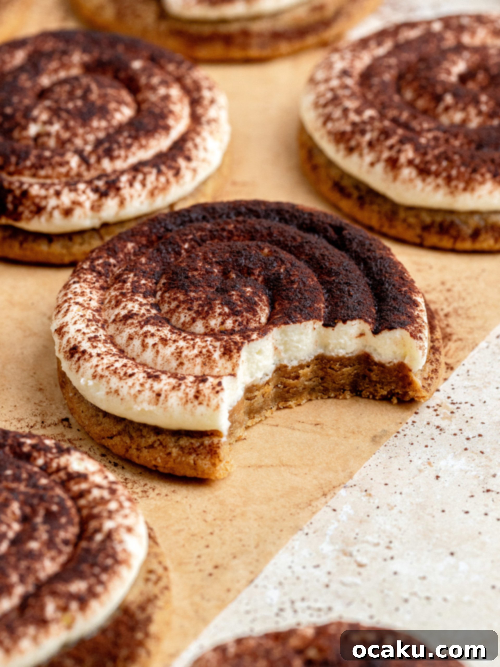 Thanksgiving Sweet Endings 16 Tiramisu Cookies dusted with cocoa powder.