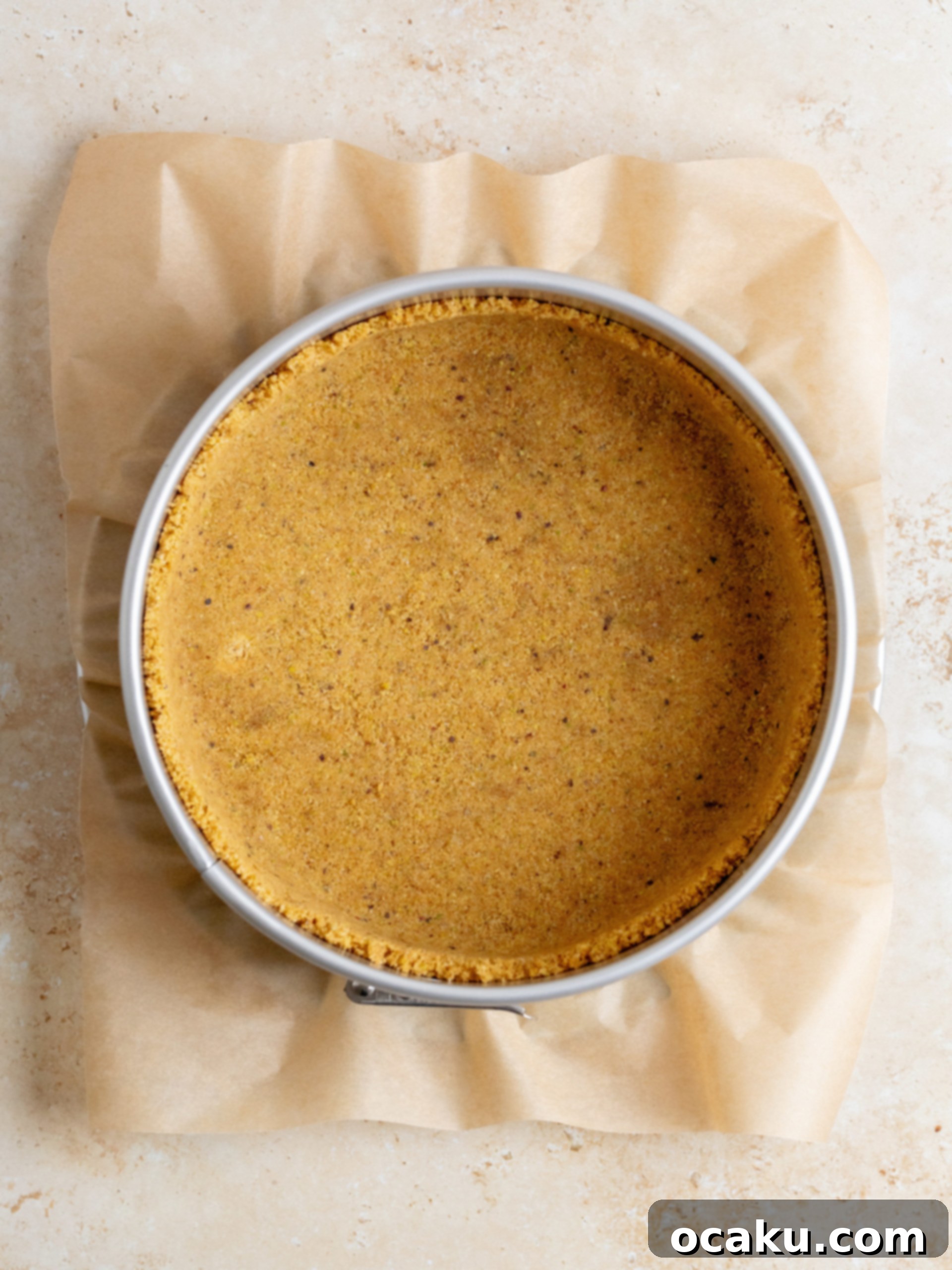 Crust ingredients being blended in a food processor