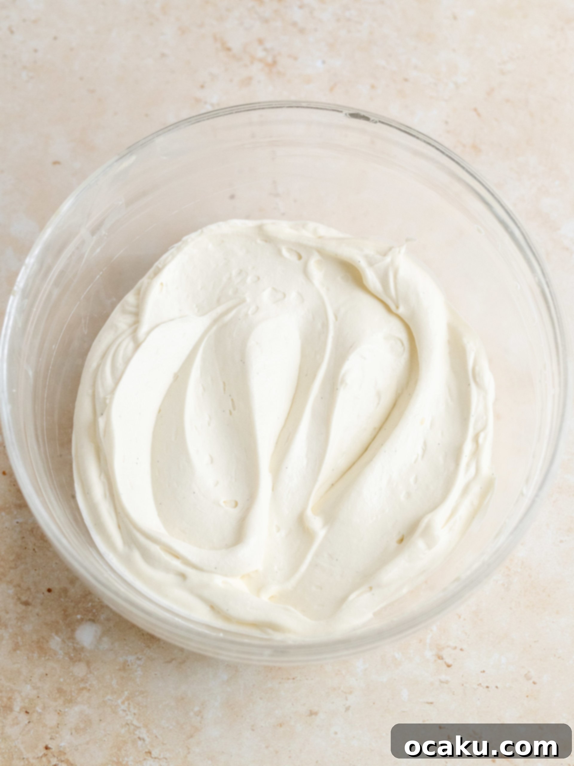 White chocolate ganache chilling in a bowl