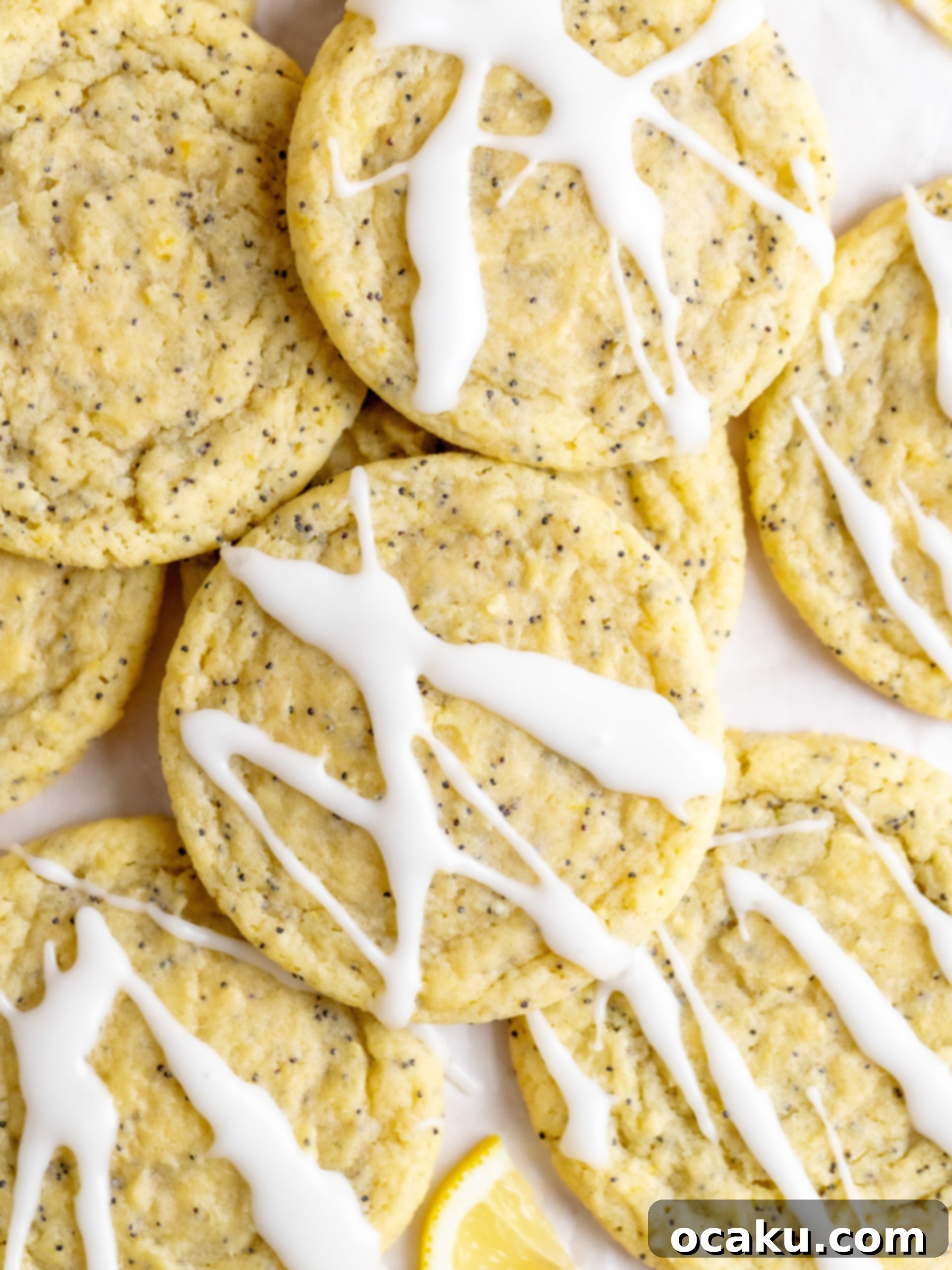 Soft and chewy lemon poppy seed cookies with a light lemon glaze