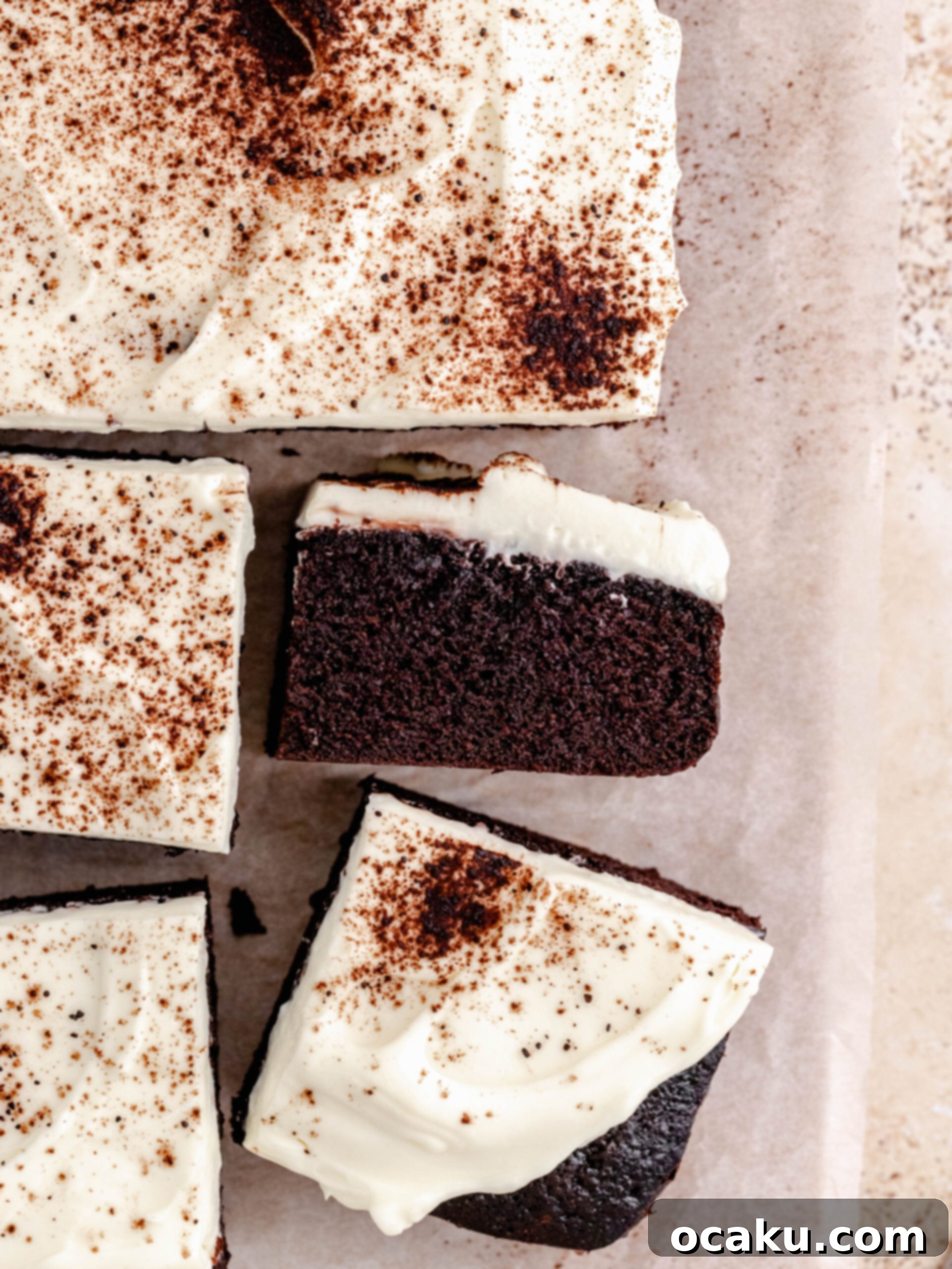 Velvety Chocolate Mascarpone Indulgence 2 Delicious slices of chocolate mascarpone cake with creamy frosting.