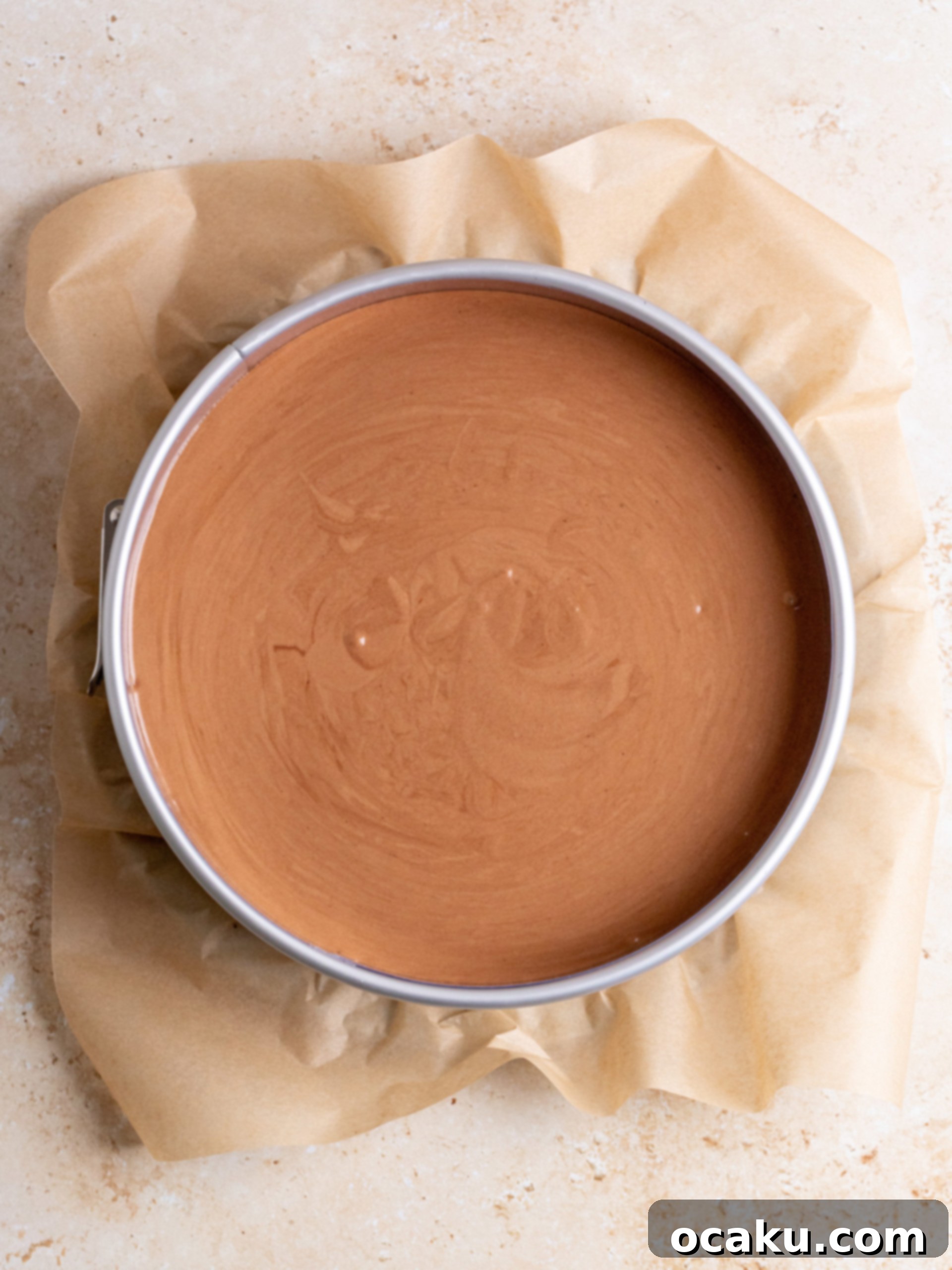 Chocolate mousse cake chilling in the fridge.