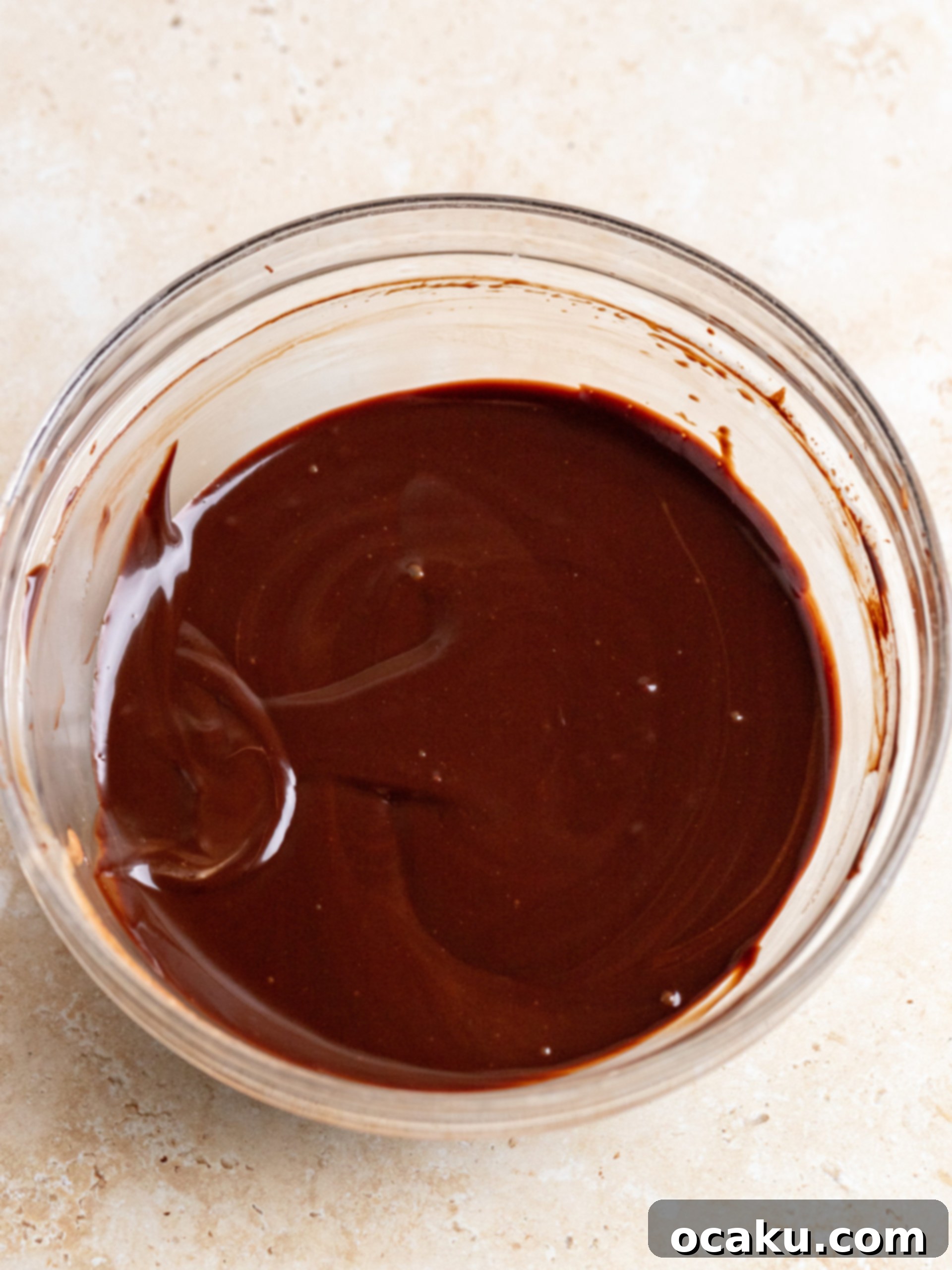 Melting chocolate over a bain-marie.