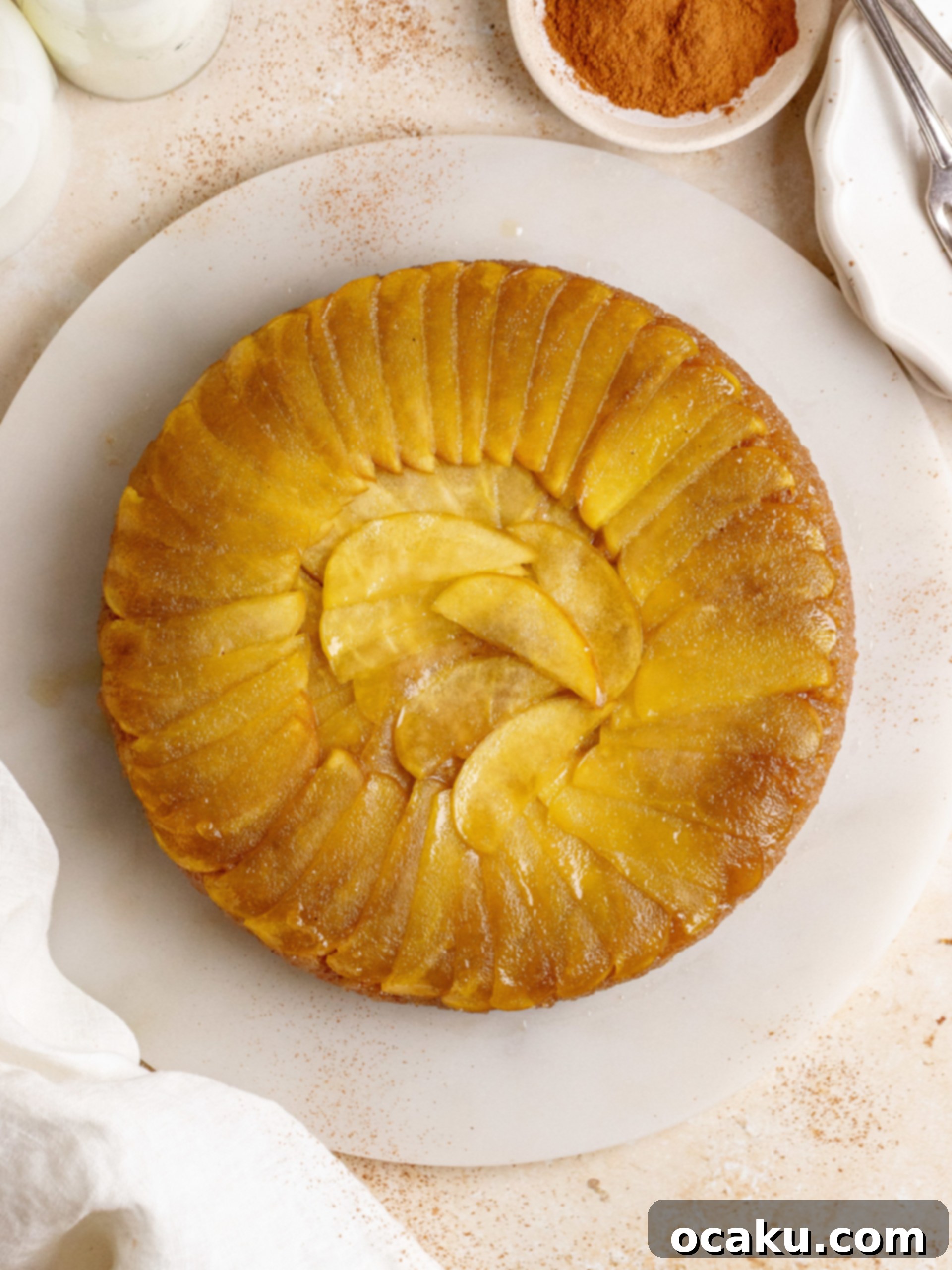 Freshly baked Maple Apple Upside Down Cake