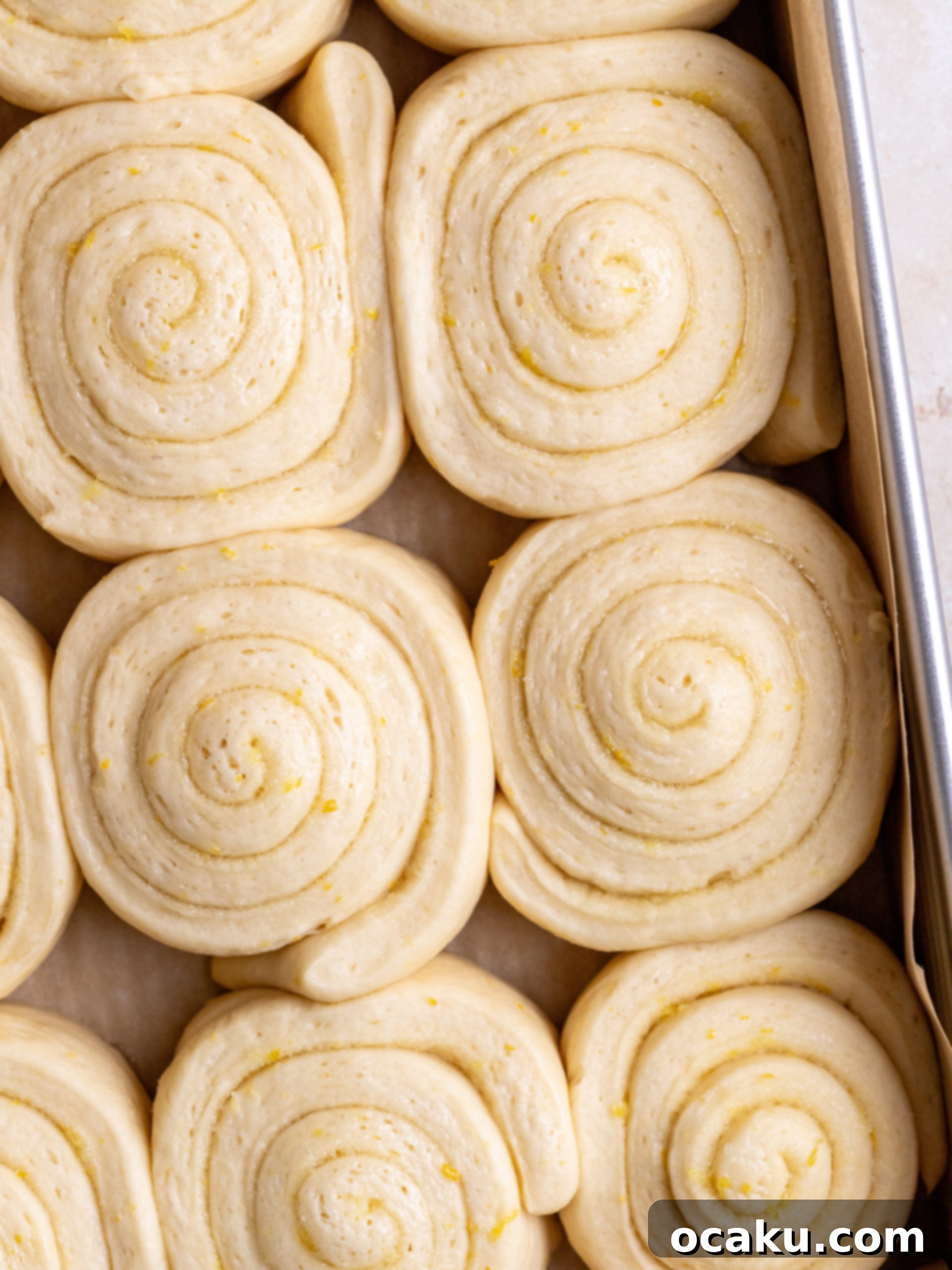 Rolled dough with lemon filling.
