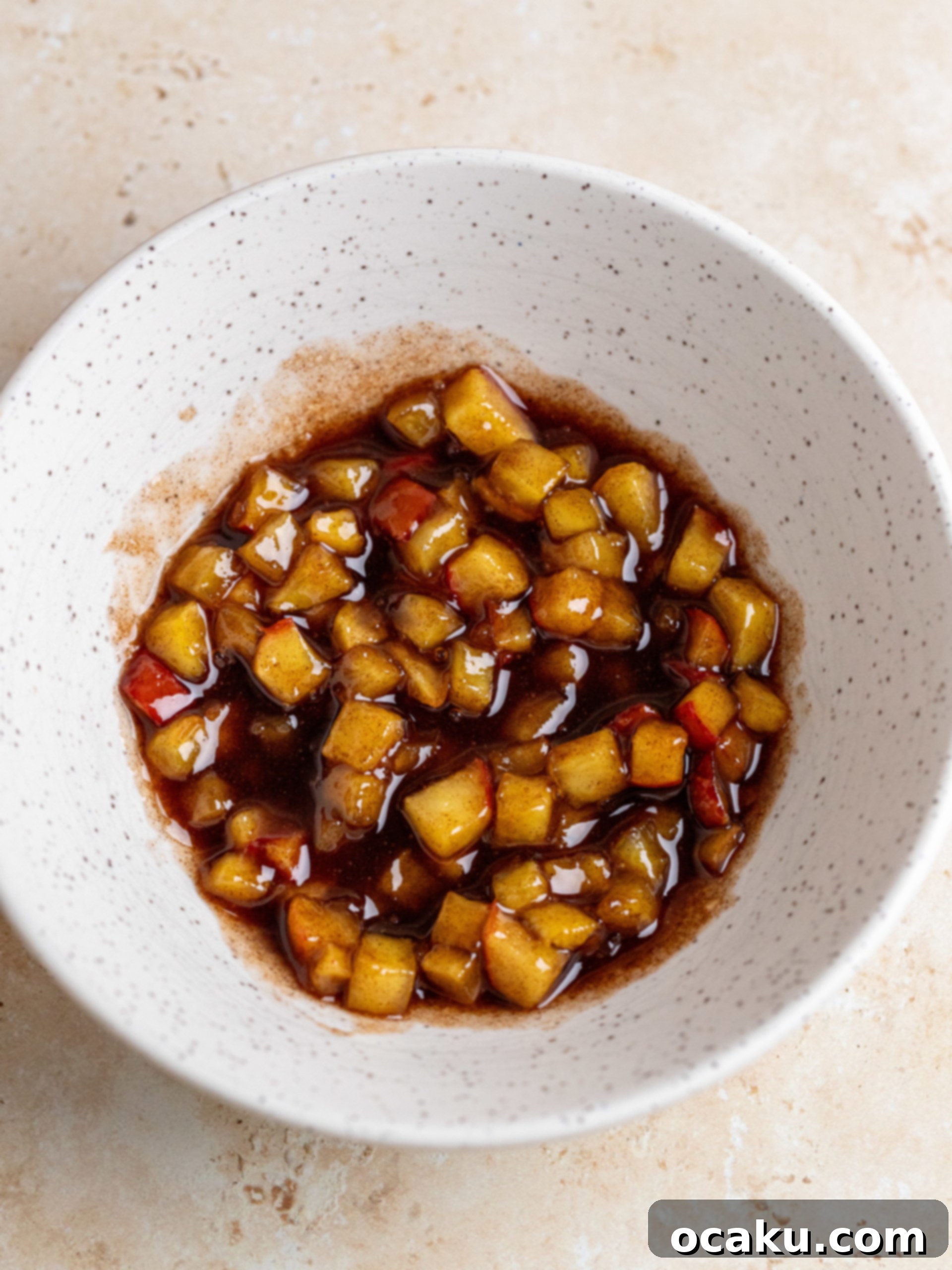 Step-by-step image of making apple pie filling.