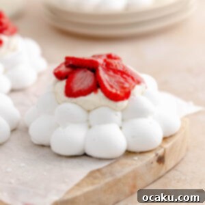 Baked Strawberry Meringue Nests