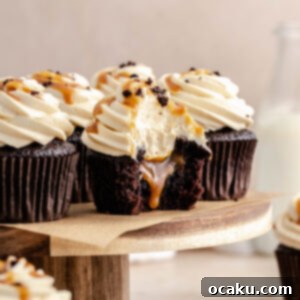 Caramel Filled Cupcakes, finished and ready to serve