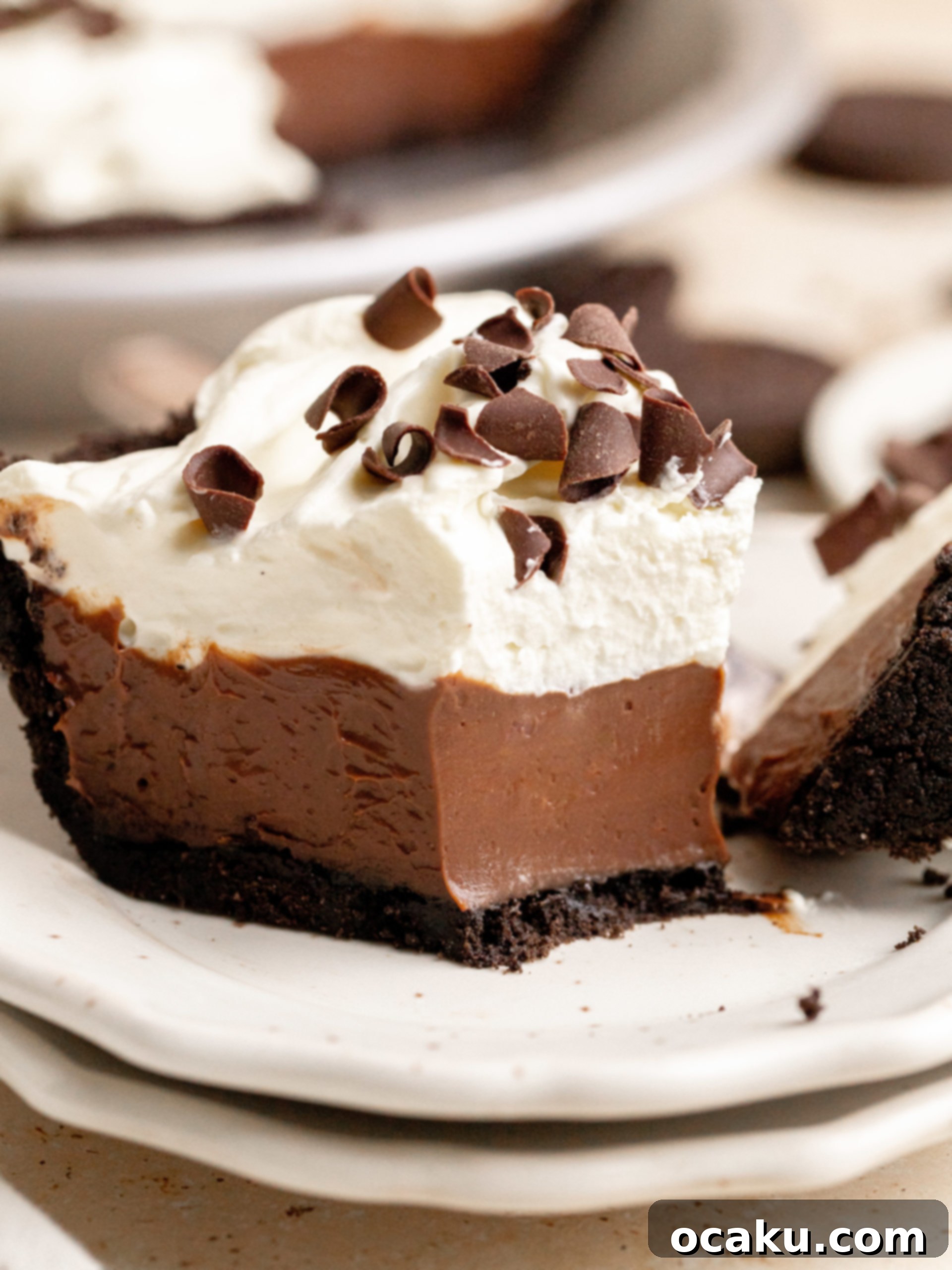 Another view of the Chocolate Coffee Pie, highlighting its inviting texture.