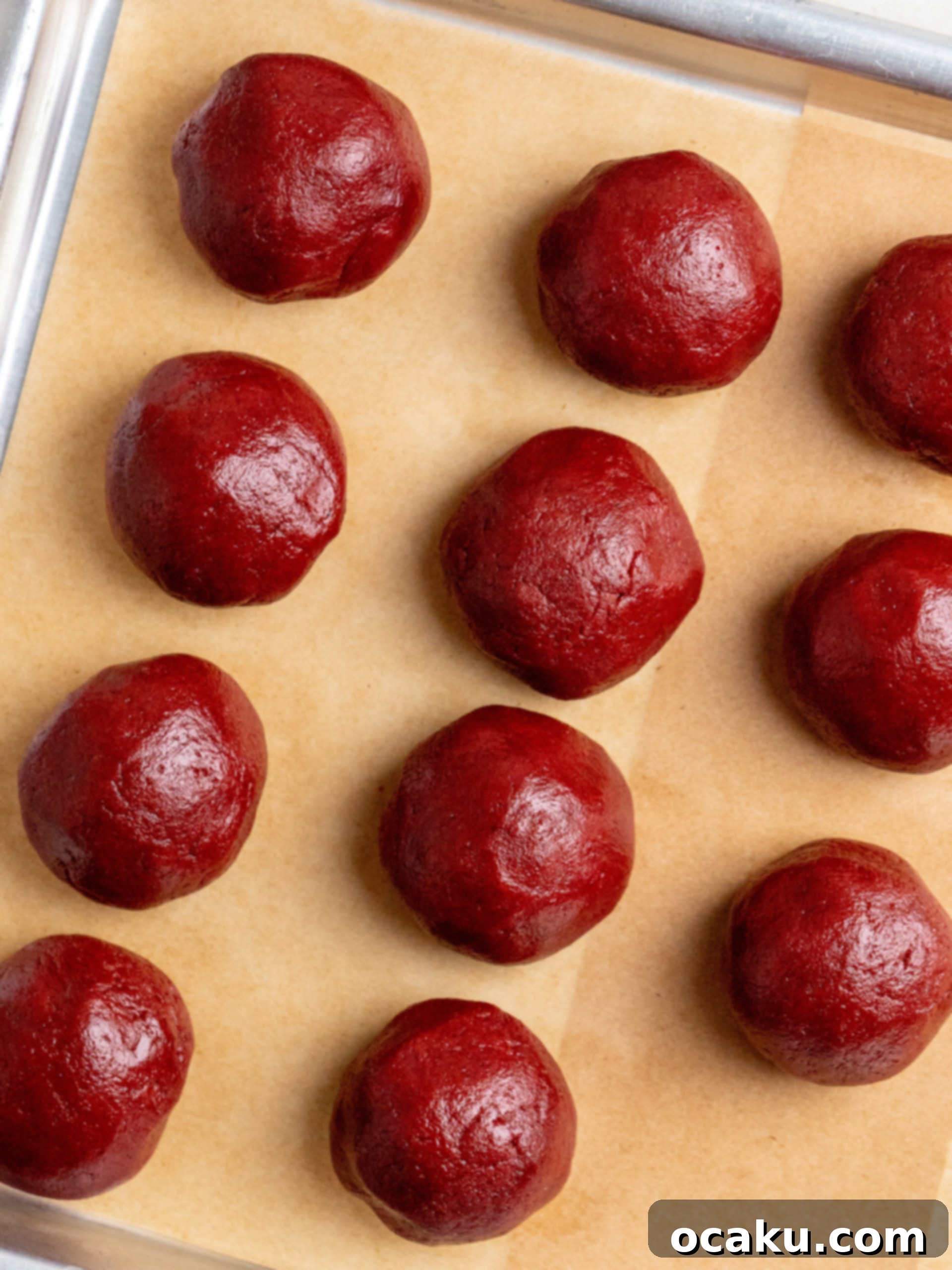Dry ingredients for red velvet cookies in a bowl
