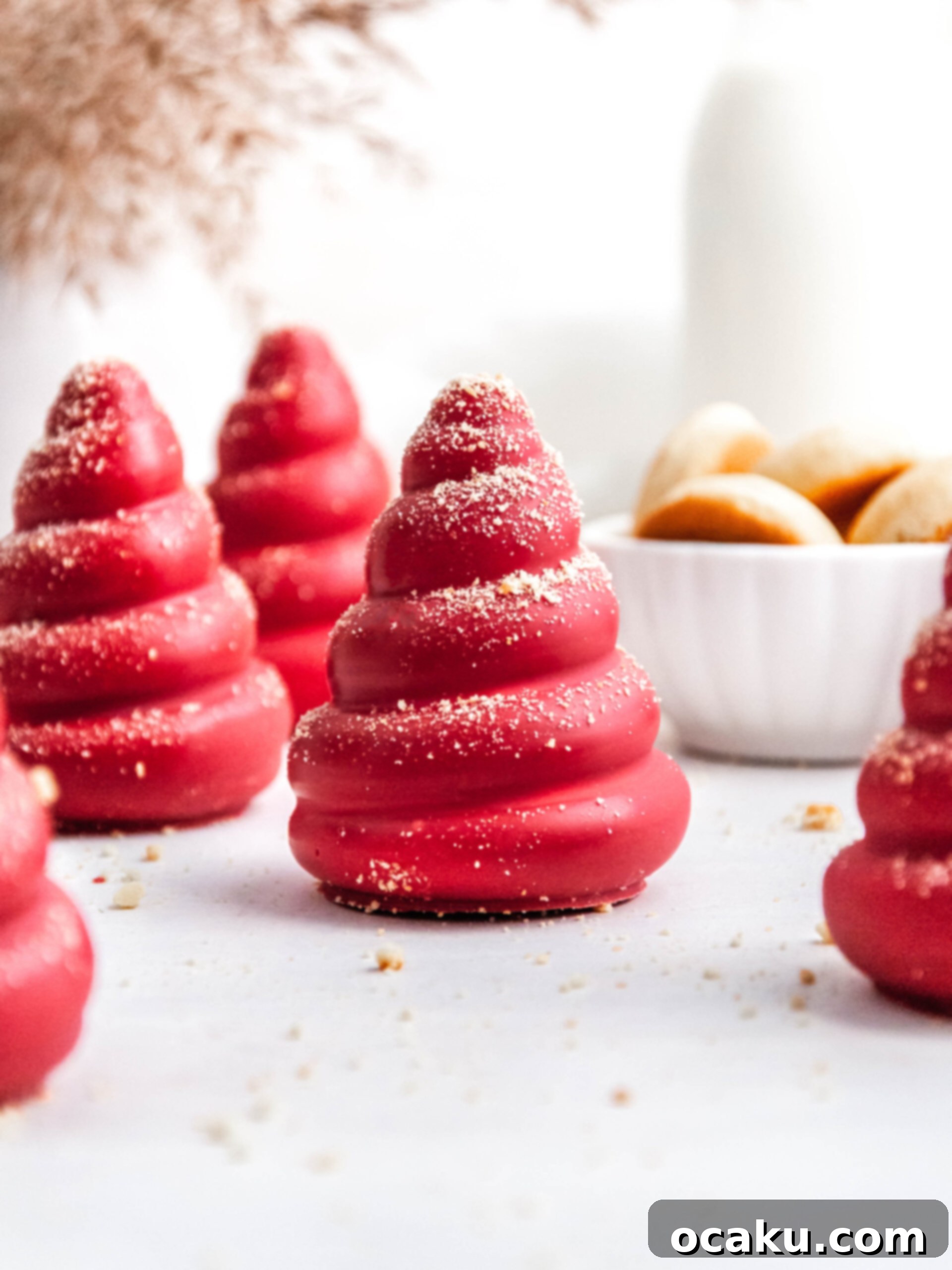 Strawberry Cookie Dream Puffs 4 Close-up of a beautifully finished strawberry and cookie cream puff, ready to be enjoyed.