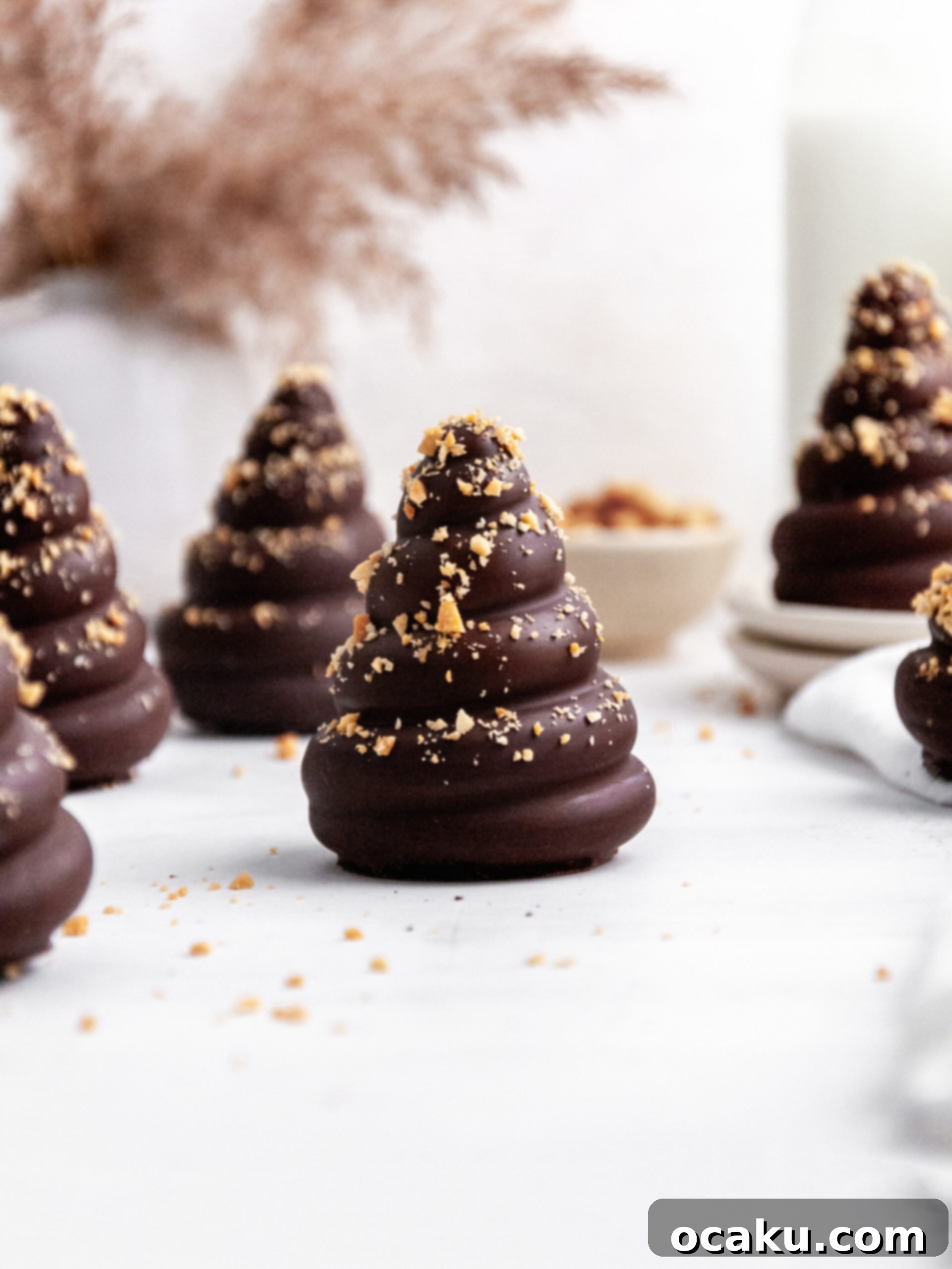 Close-up of a stack of Reeses peanut butter cream puffs