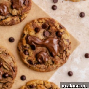 Nutella Peanut Butter Swirl Cookies 14 Freshly baked Nutella Peanut Butter Cookies, some with extra Nutella dollops.