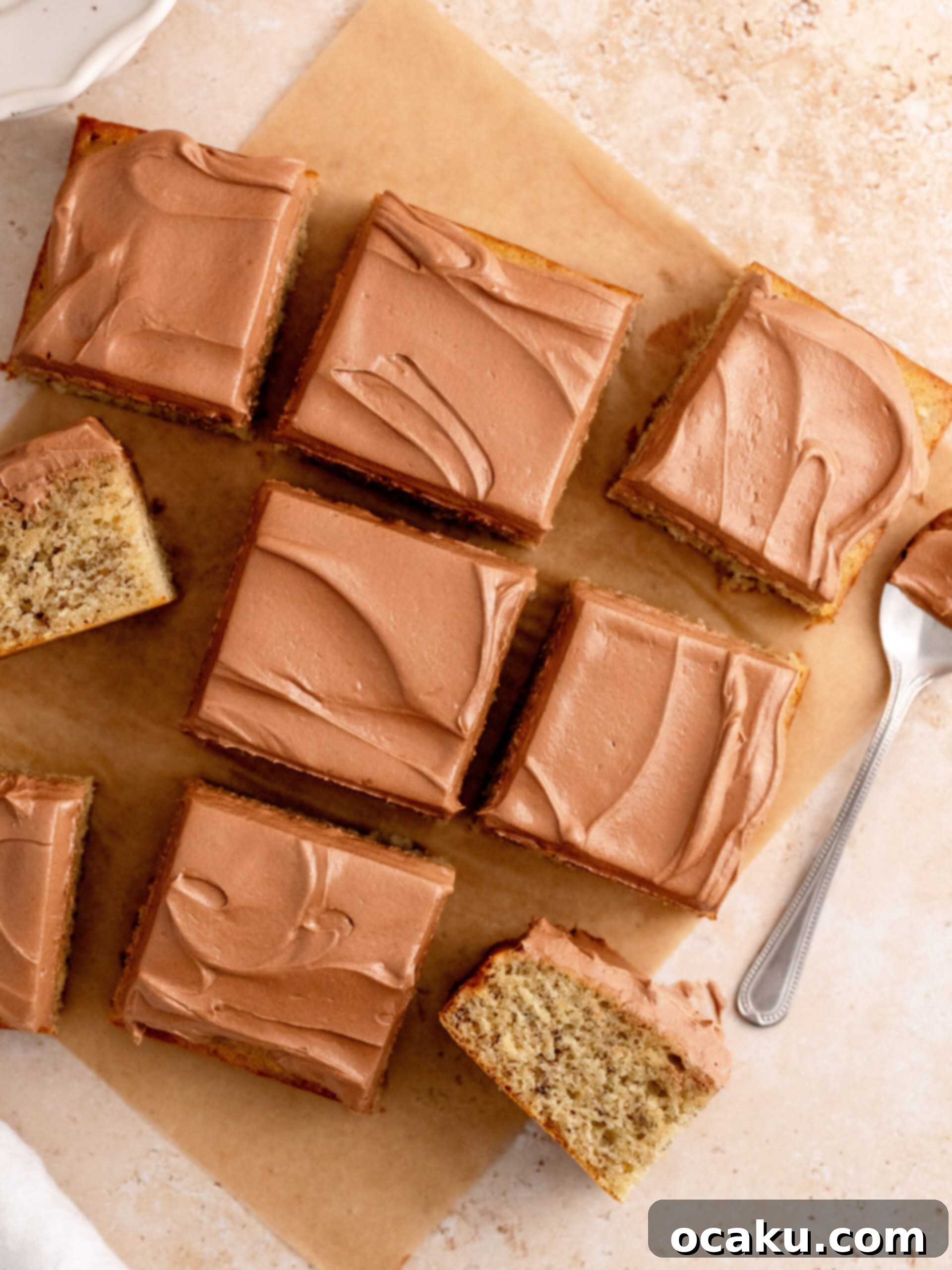 Slice of Banana Sponge Cake with Chocolate Buttercream