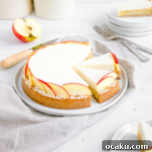 A delightful Apple Mousse Tart, ready to be served.