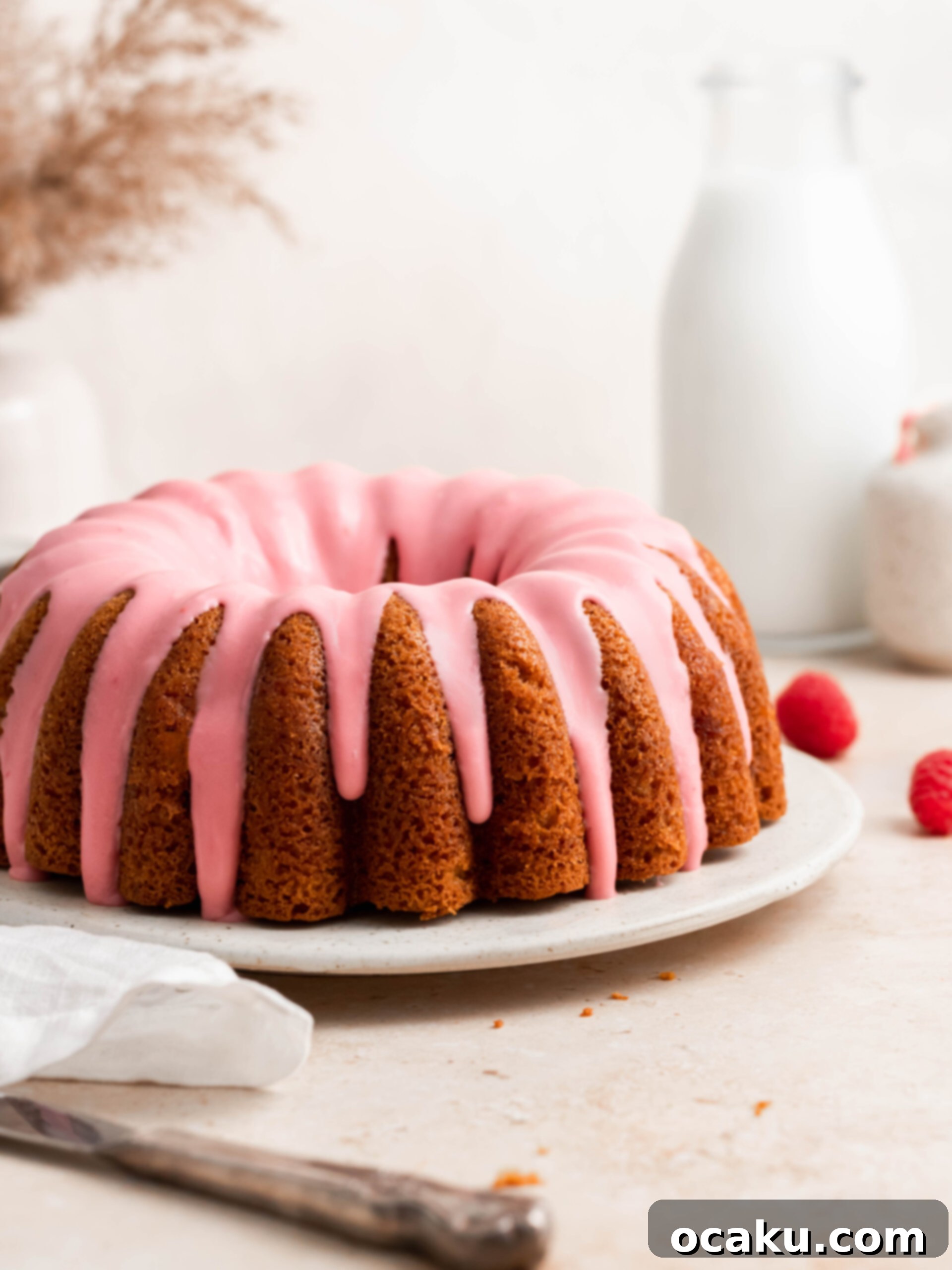 Luscious Raspberry Bundt 2 Delightful Raspberry Bundt Cake with a vibrant glaze