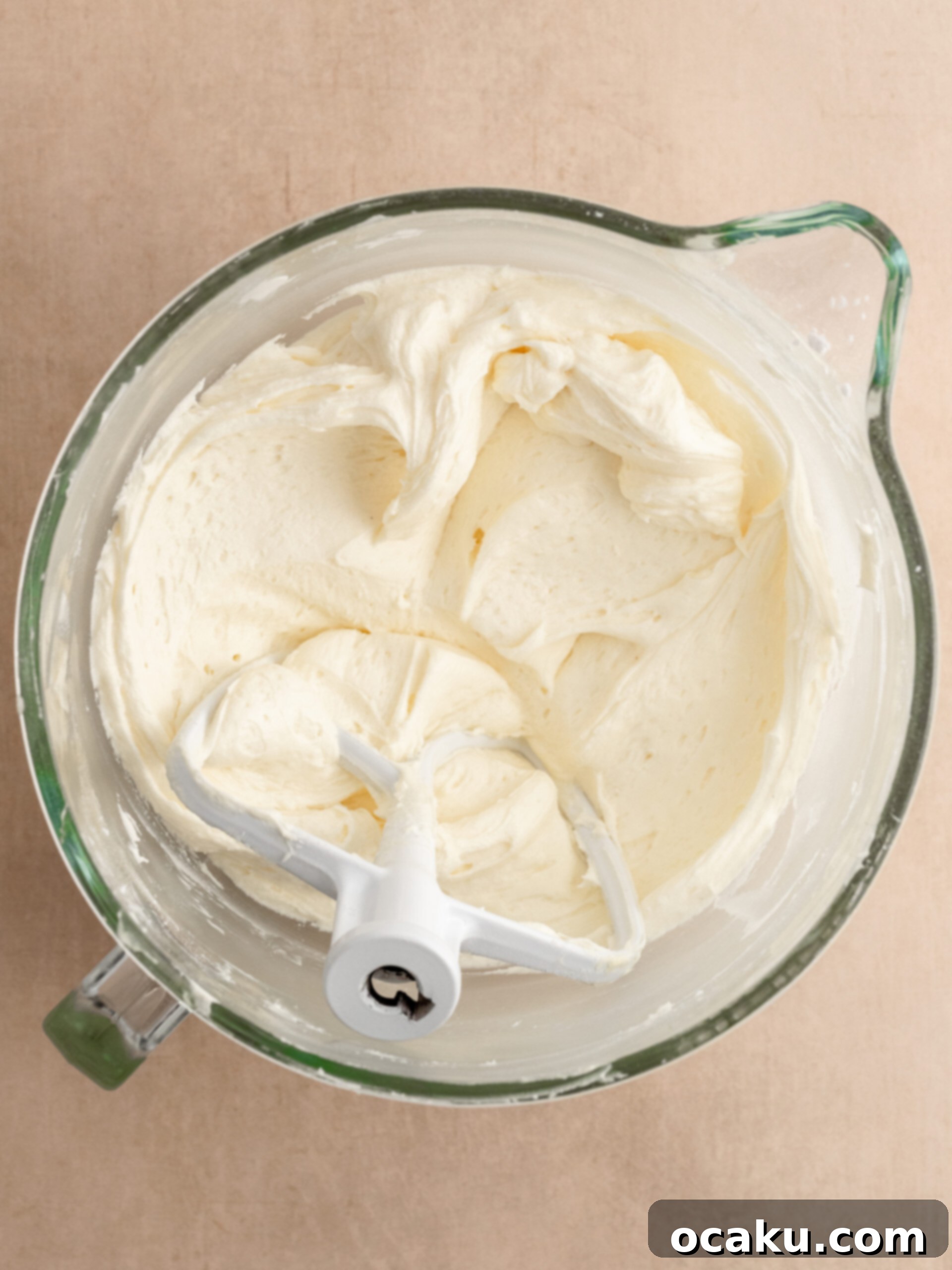 Luxurious, creamy cream cheese frosting, ready for application.