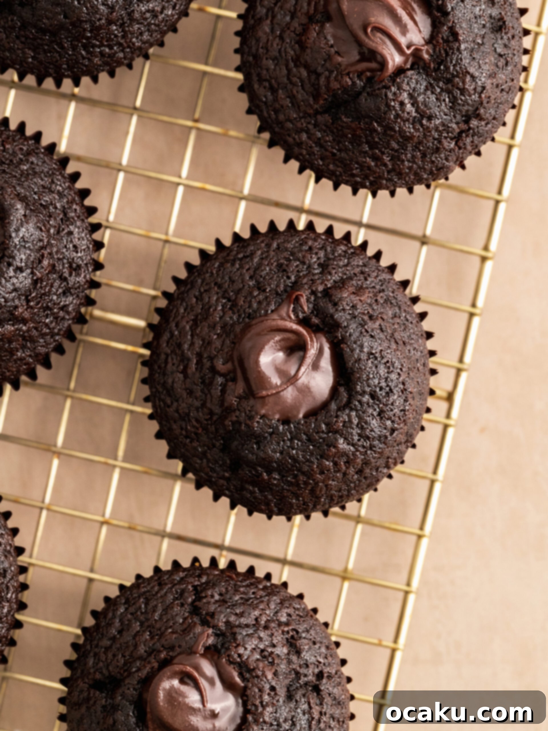 Dig out the core of the cupcakes and filled with hot fudge sauce.