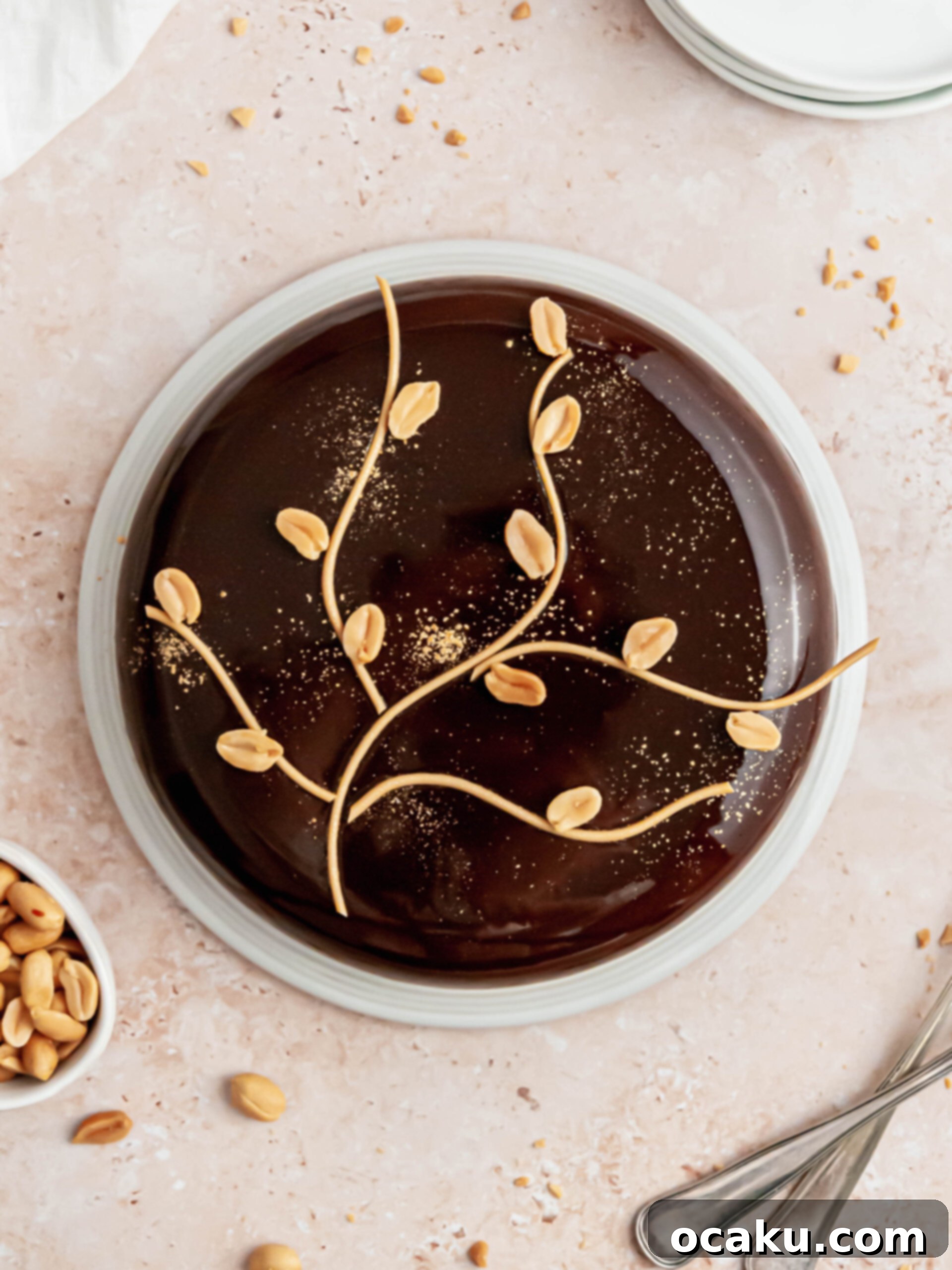 Peanut Butter and Dark Chocolate Mousse Cake