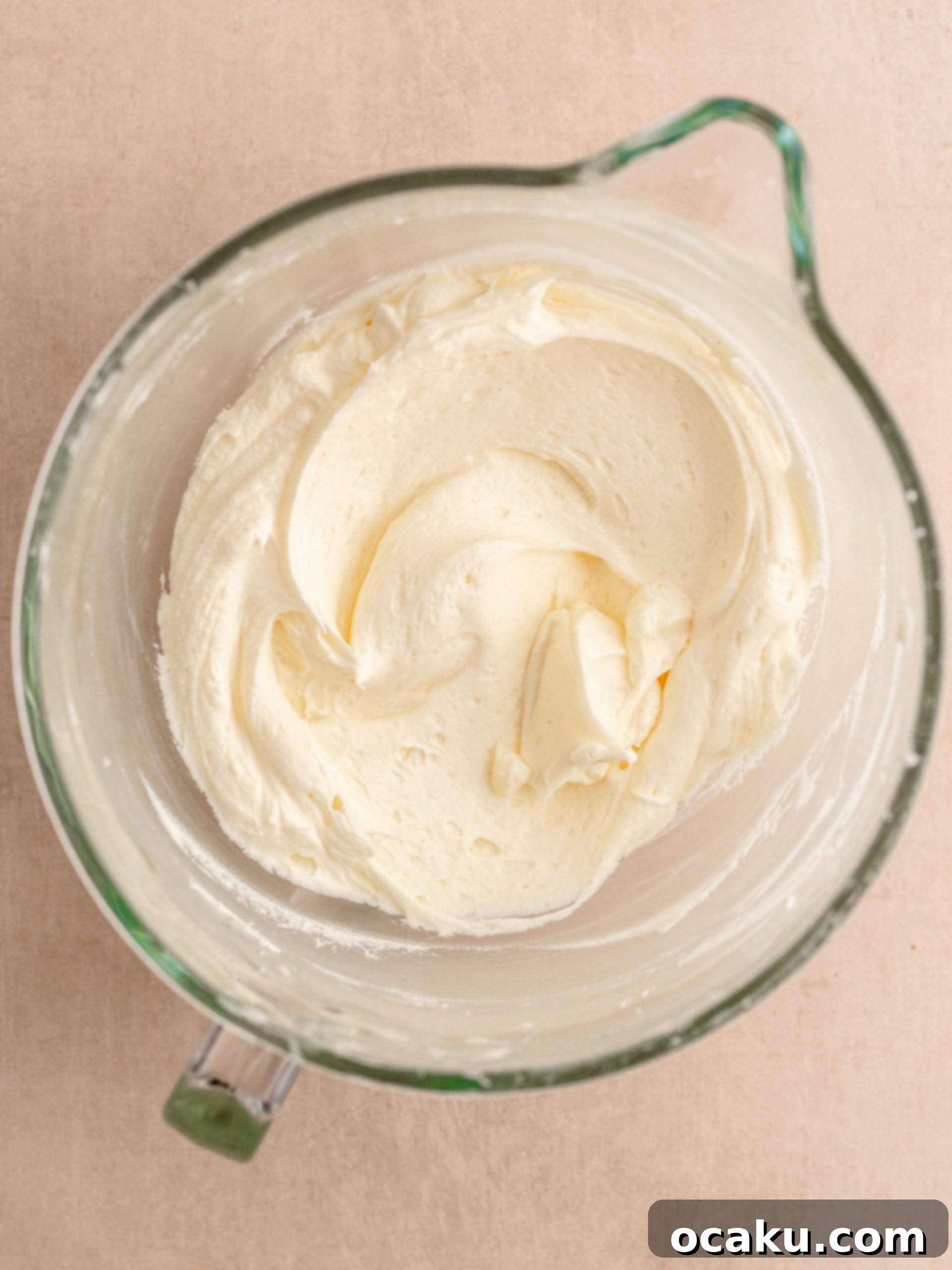 Step 4: Cream cheese frosting being made in a stand mixer.