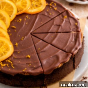 Decadent Chocolate Orange Cheesecake 12 A delicious chocolate orange cheesecake, ready to be served.