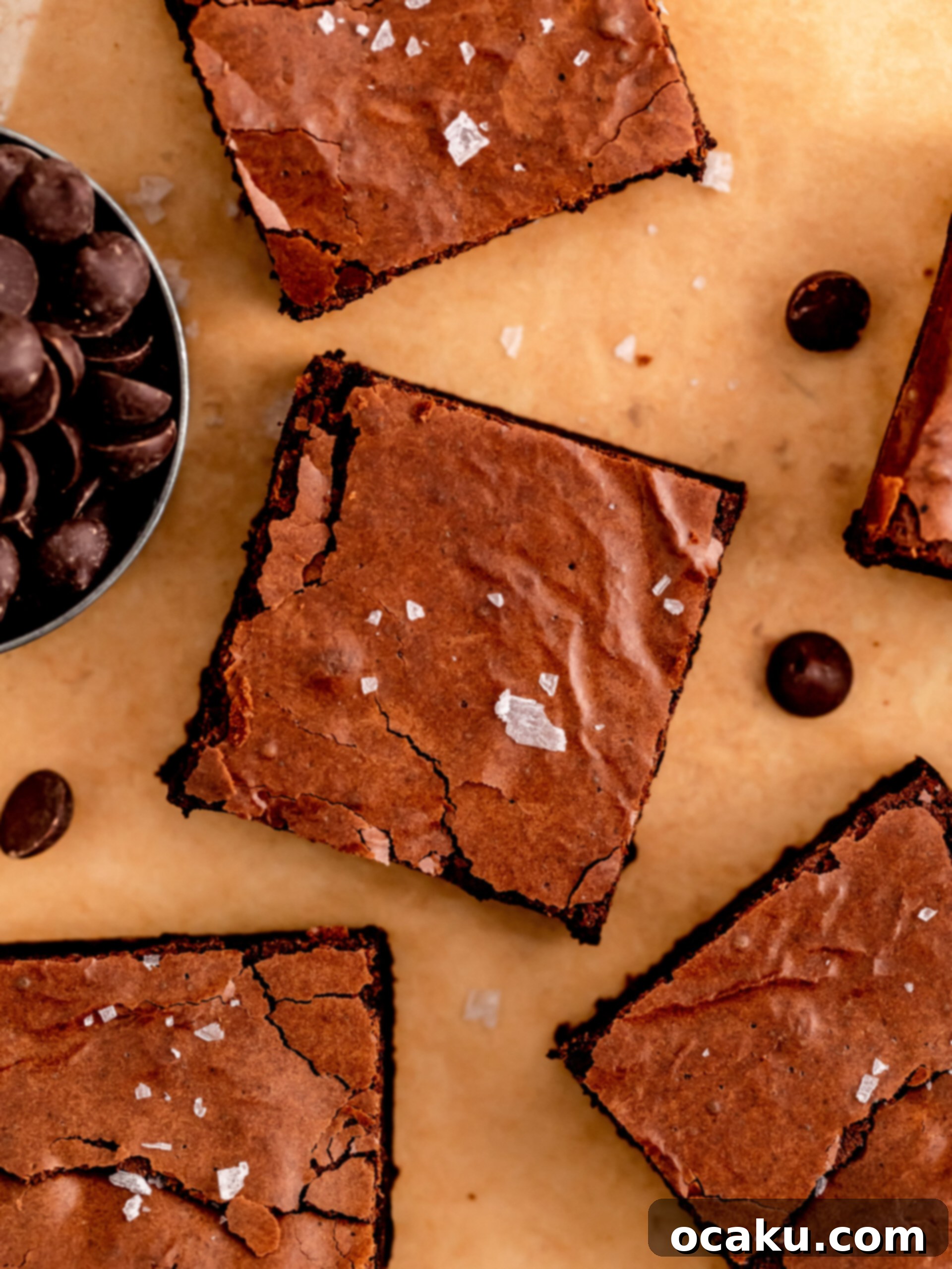 A stack of perfectly cut, fudgy dairy-free brownies ready to be enjoyed.